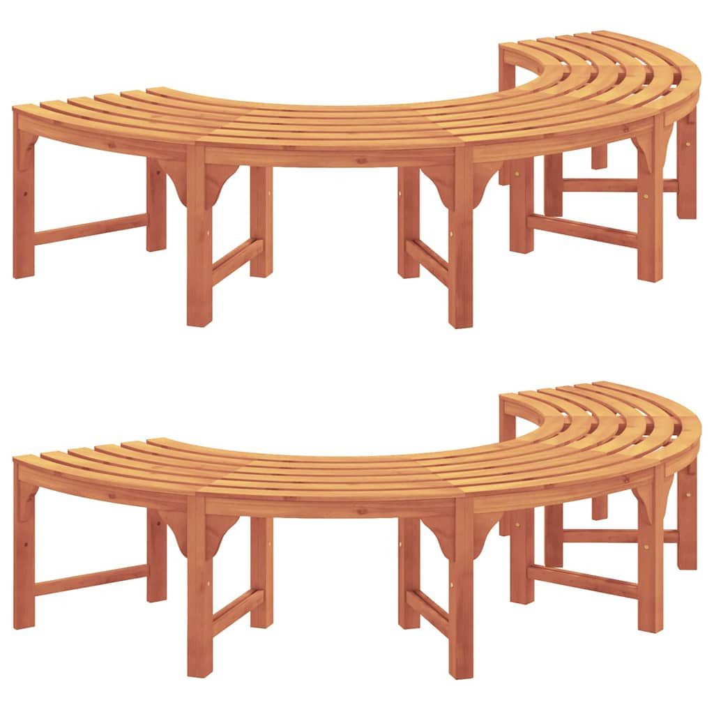 vidaXL Gartenbank Baumbank 2 pcs Natur 160 x 80 x 45cm Massives Eukalyptus Holz (2-St)