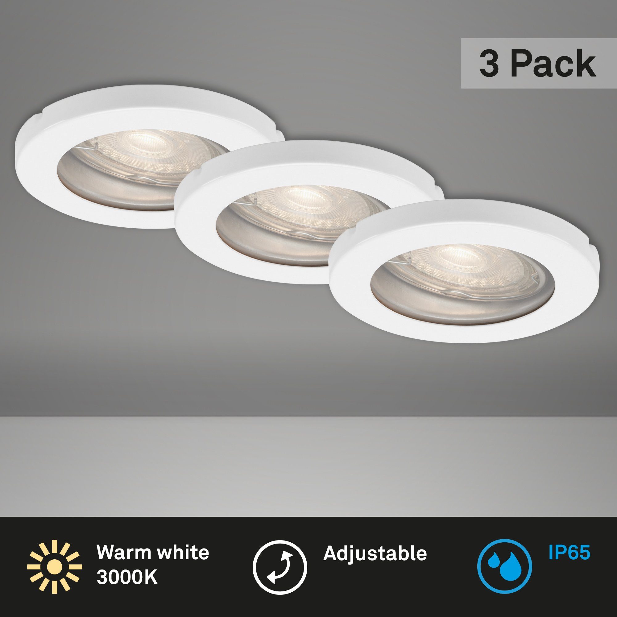 weiß, LED Einbauspot GU10, Einbaustrahler, Briloner Einbauleuchte LED wechselbar, Leuchten 7181-036, Warmweiß,
