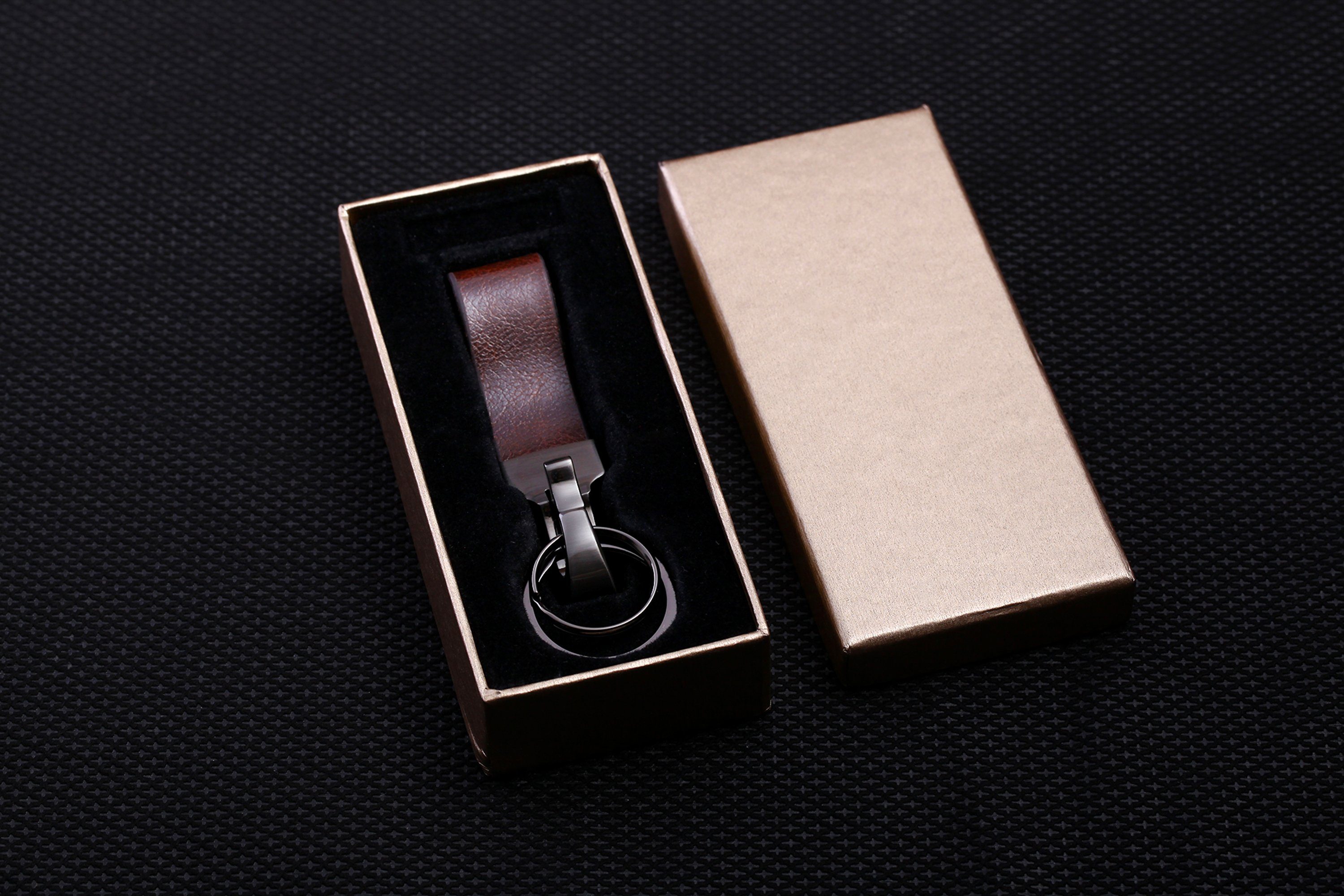 und Silber - Schlüsselhalter Schlüsselanhänger Schlüsselring, Geschenkbox Cerbery Ringen Leder Schlüsselband aus Schlüsselanhänger mit Kunstleder Schlüsselbund Auto Geschenk