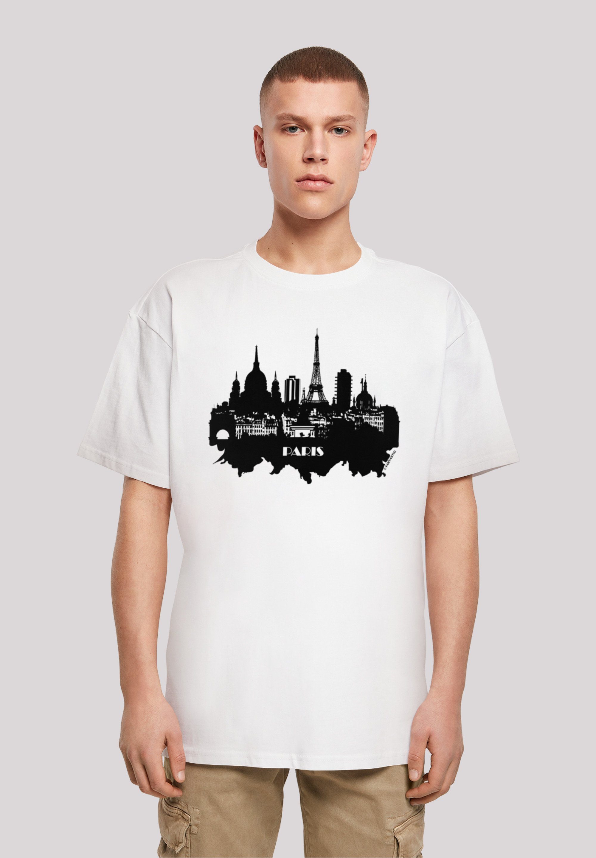 OVERSIZE Print PARIS T-Shirt SKYLINE TEE F4NT4STIC weiß