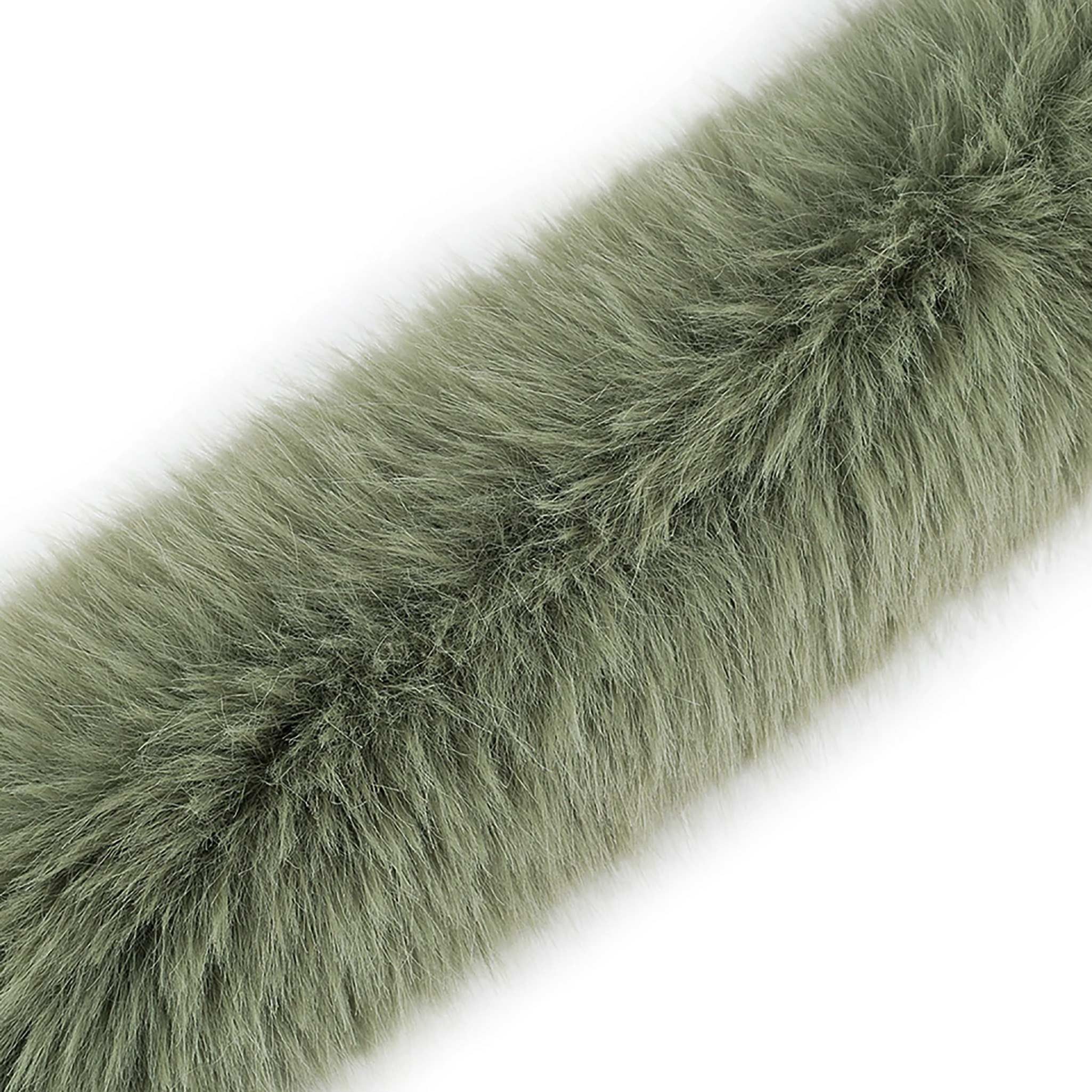 maDDma Webband Kunstfell Fellbesatz ab 1m x 9cmMeterware Kunstpelz Fellstrang, olivgrün