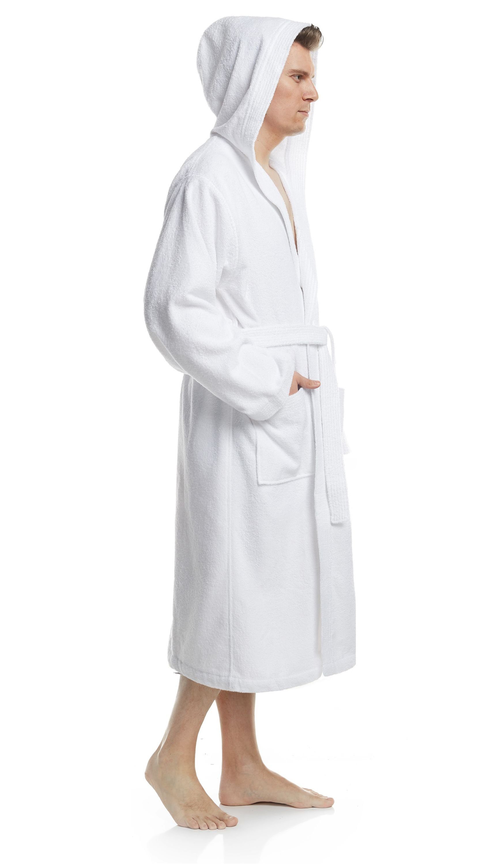 Arus Herrenbademantel Pacific, waden lang, mit Kapuze, 100% Baumwolle, für Spa & Zuhause, 100% Baumwolle, Kapuze, Gürtel, mit Kapuze, wadenlang, 100% Baumwolle