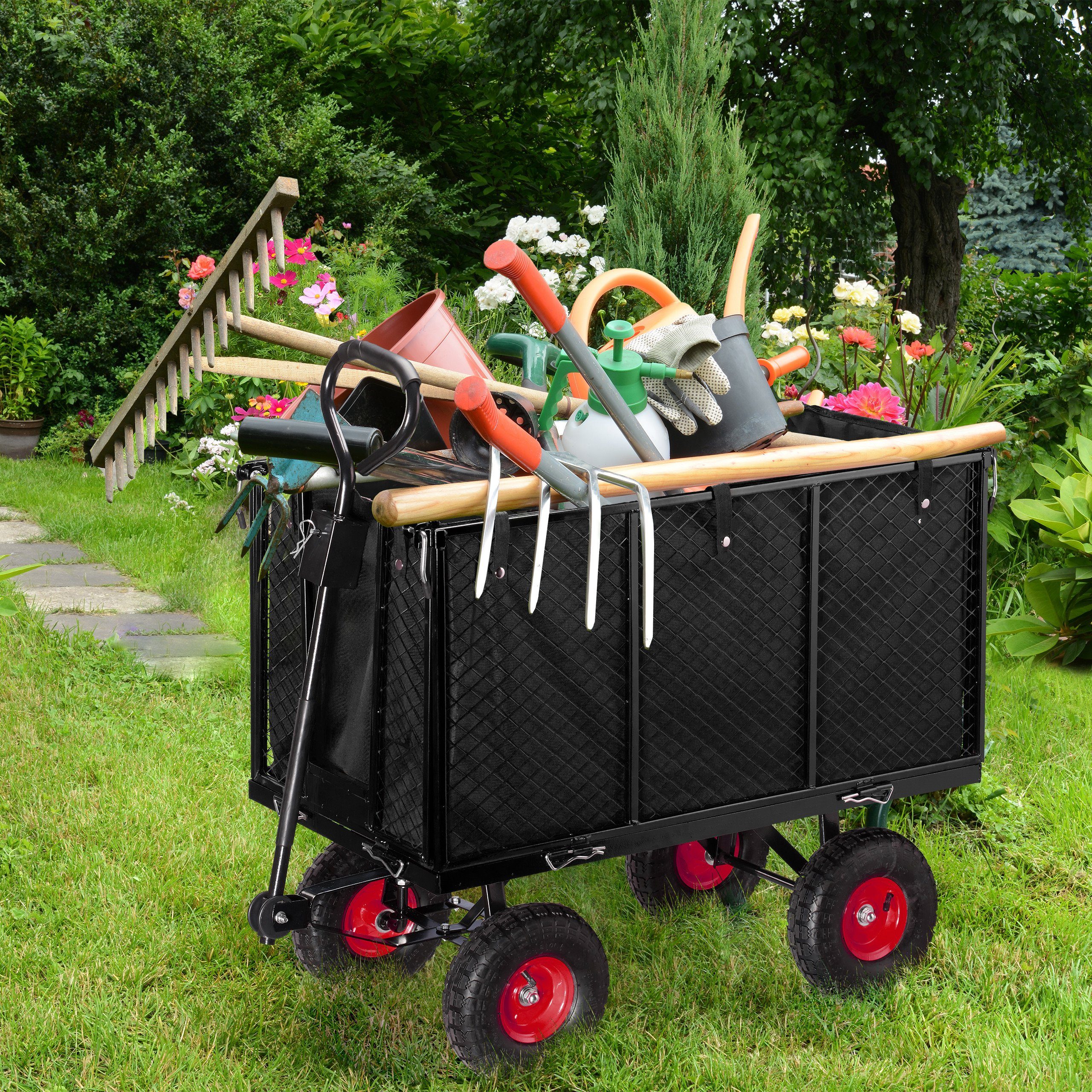 relaxdays Bollerwagen Hoher Handwagen für den Garten