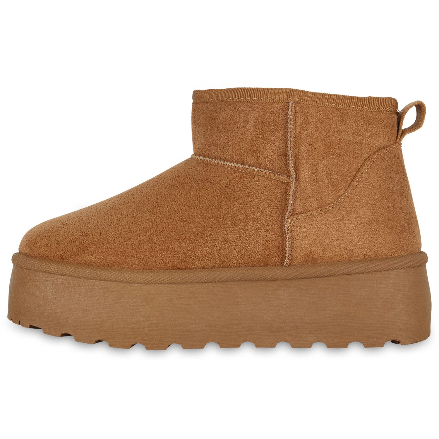 VAN HILL 840733 Plateaustiefelette Damen Warm Gefütterte Plateau Boots Bequeme Profi-Sohle