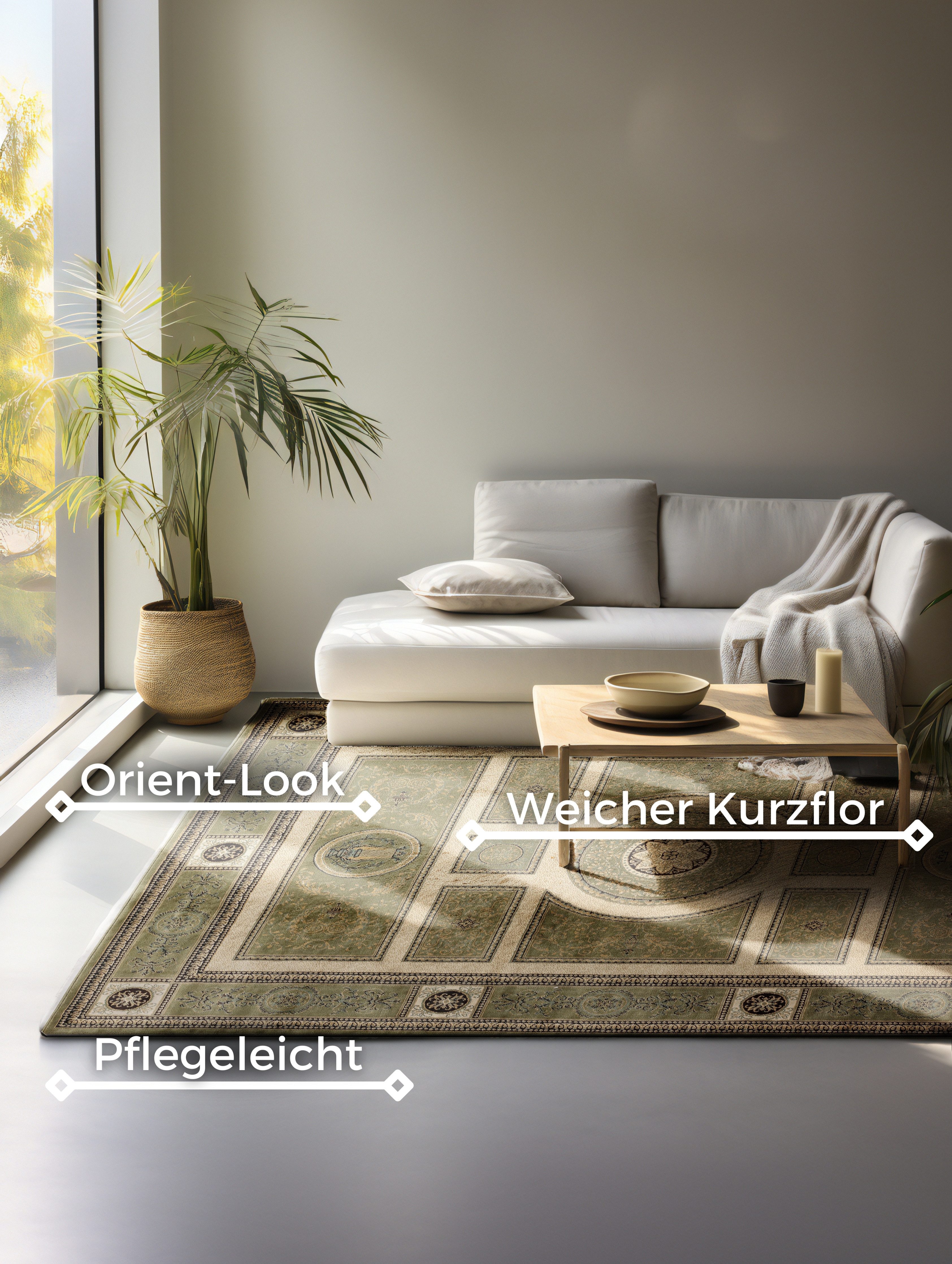 NORTHRUGS Teppich Guzara, rechteckig, Höhe: 8 mm, Orient Optik, Läufer, strapazierfähig, pflegeleicht, robust