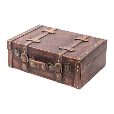 HMF Aufbewahrungsbox Vintage Koffer, Multifunktionskoffer (1 St), Handgefertigter Geschenkkoffer im Retro Design, 38x26x13 cm