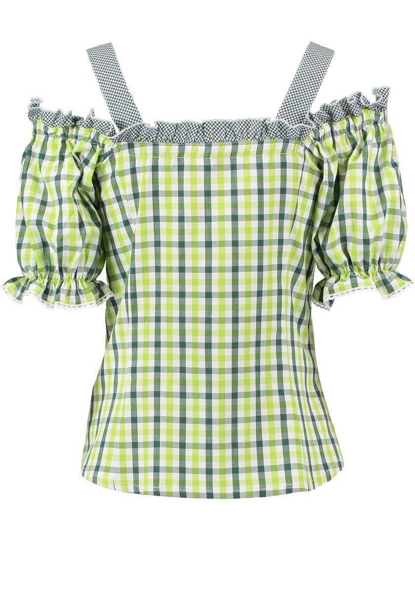 OS Trachten Trachtenbluse Qidari Tailliert, Träger und Puffärmel, Spitze günstig online kaufen