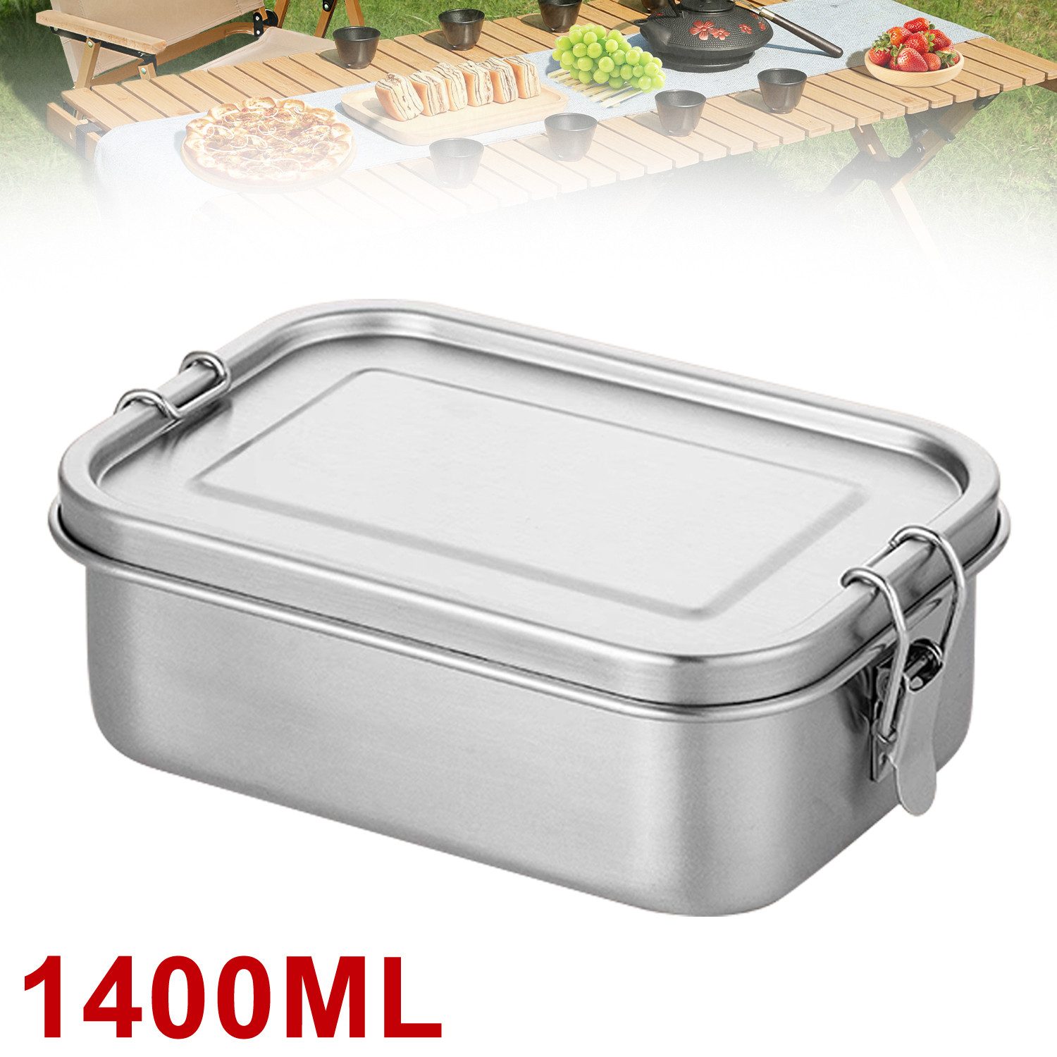OSTWOLKE Lunchbox 850ml/1400ml Brotdose Edelstahl Auslaufsicher BPA frei mit Fächern, (1-tlg), für Erwachsene & Kinder