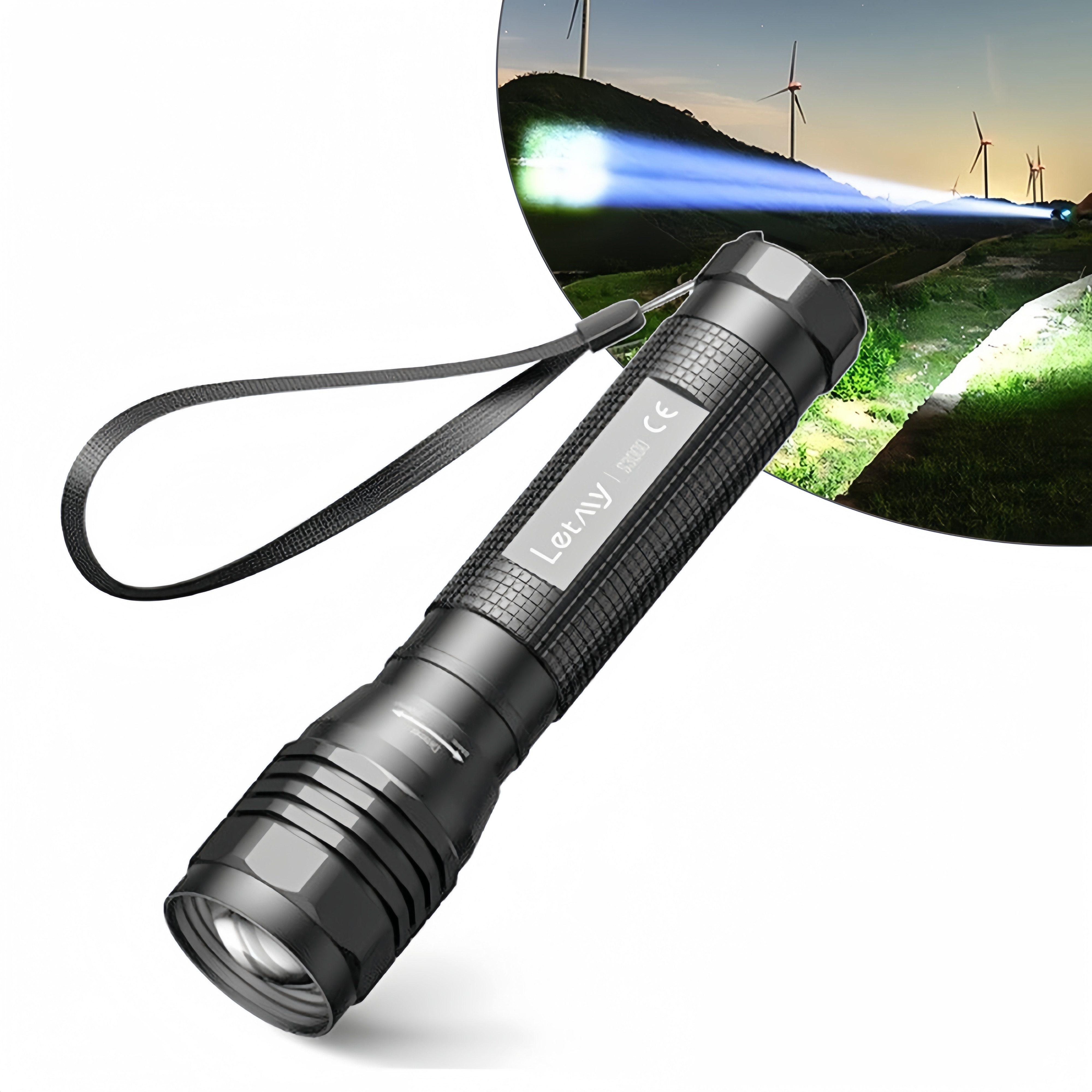 BlingBin LED Taschenlampe Tragbare Handtaschenlampe Zoom-P8-Lampenperle helle Taschenlampe Hause (1er Set, 1-St., 1 tlg), 3 Beleuchtungsmodi batteriebetrieben Suchscheinwerfer Camping Laterne