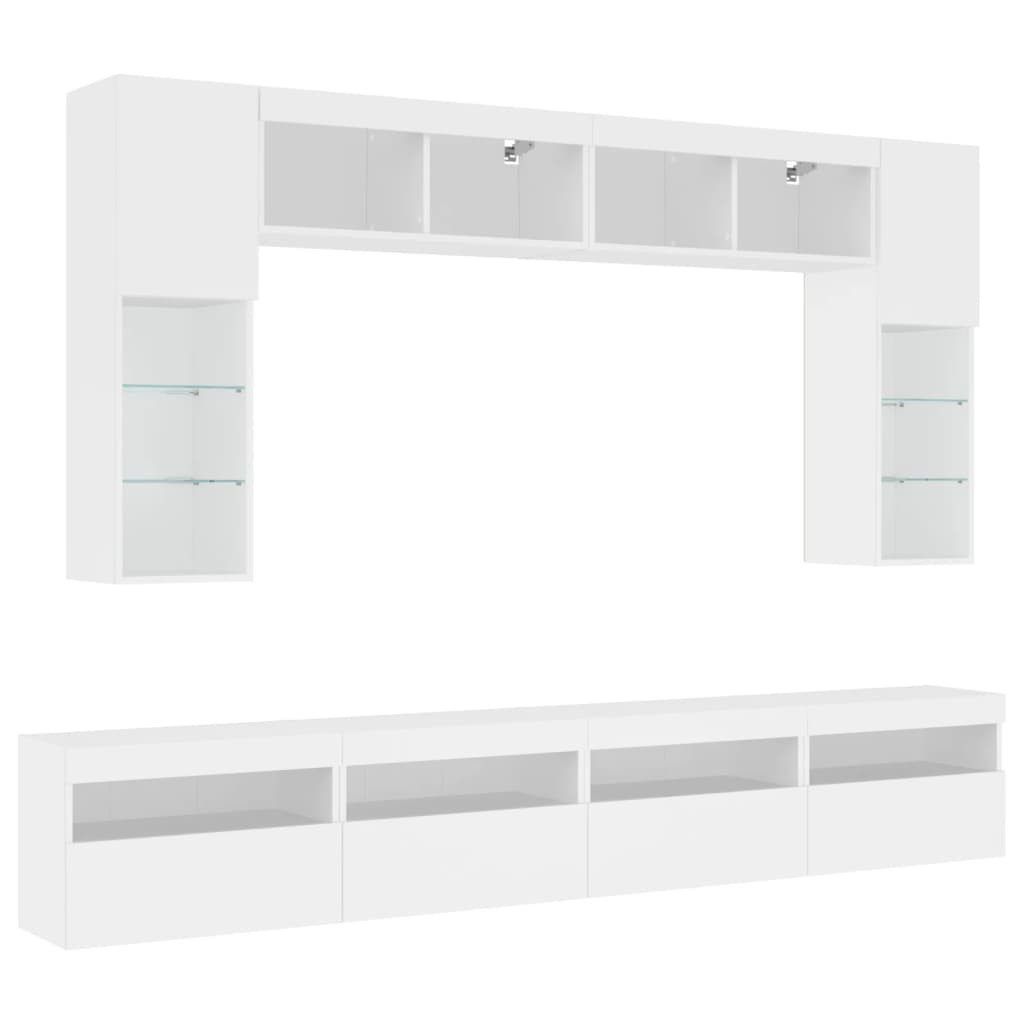 vidaXL TV-Wand 8-tlg. TV-Wohnwand mit LED-Leuchten günstig online kaufen
