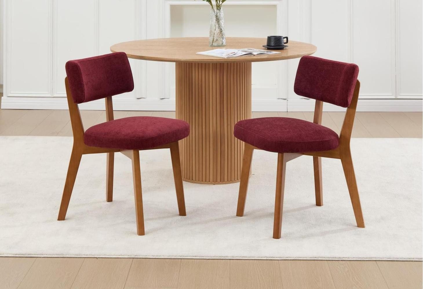 LVHOM Esszimmerstuhl in Naturlook mit Massivholz, Leinenstoff, bequeme Polsterung, 2er-Set (Stoffkomfort, ergonomisch gepolsterter Sitz & Rücken, einfach zu montieren, alltagstauglich robustg, eeignet für mehrere Szenen), Ideal für Esszimmer, Küche, Homeoffice (Essen, Arbeiten, Lesen)