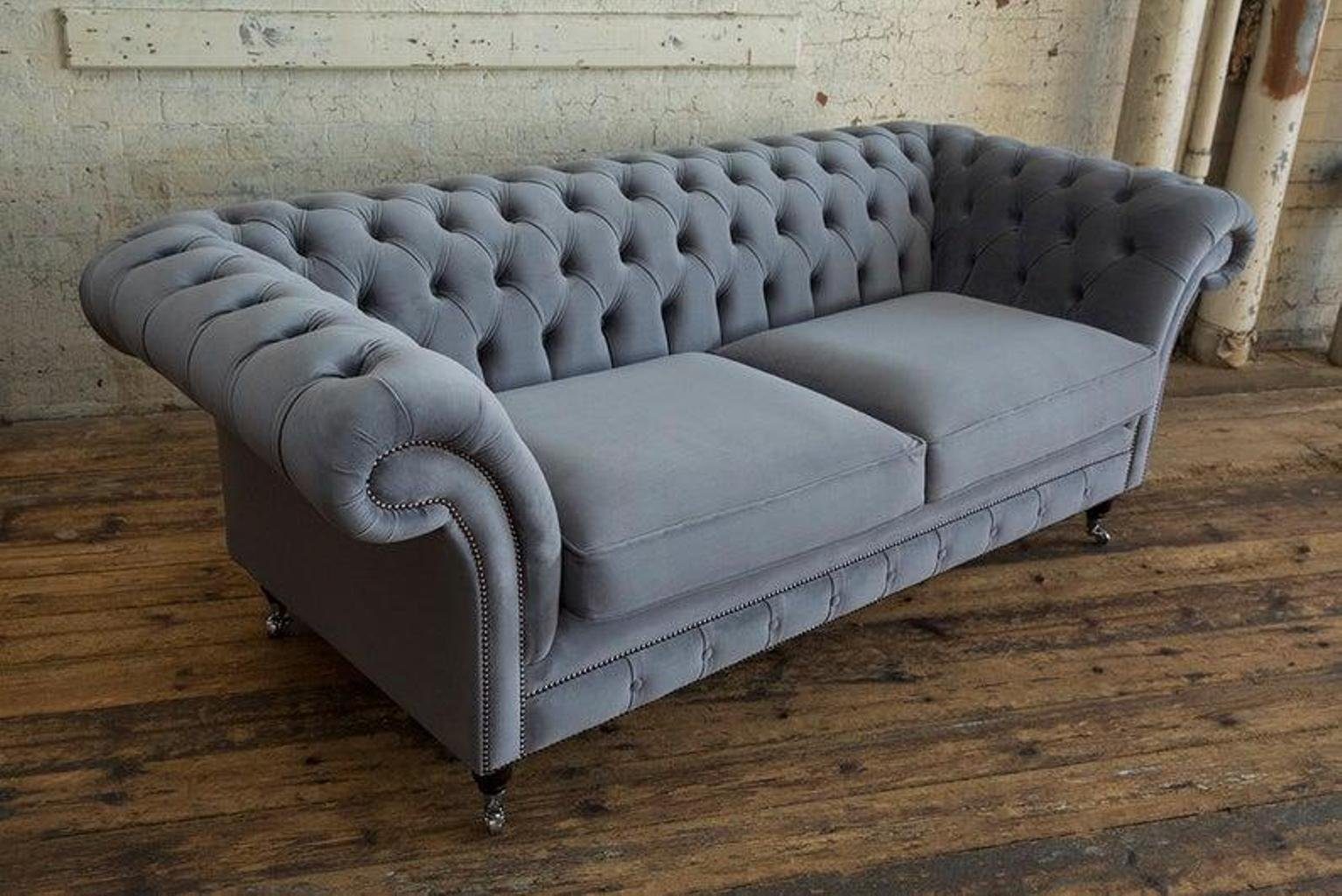 JVmoebel Chesterfield-Sofa, Chesterfield Couch Textil Stoff Designer Sofa Möbel Edles Design
