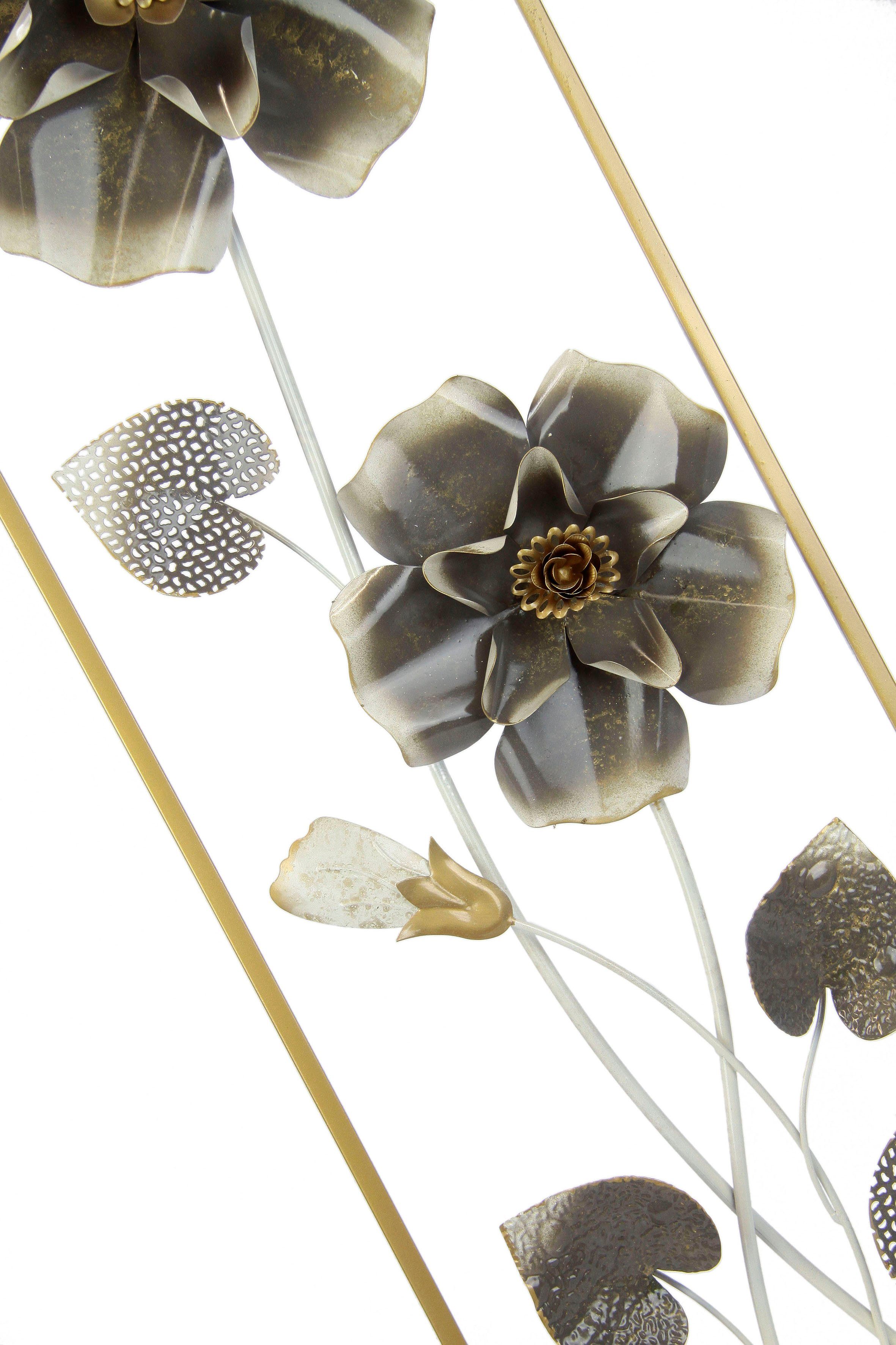 I.GE.A. Wandbild Metallbild Blumen, Wanddeko, Metall, Wandskulptur