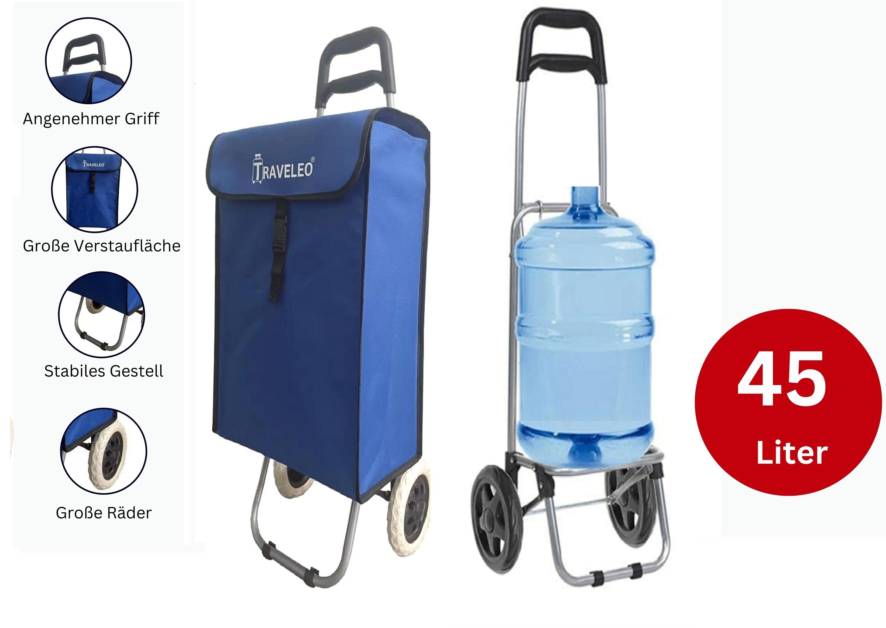Rungassi Einkaufstrolley XL Einkaufstrolley 45L Trolley Einkaufswagen Shopping Aluminium