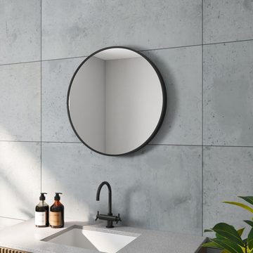 AQUABATOS Wandspiegel Badspiegel Badezimmerspiegel gold rund schwarz deko Spiegel vintage, 60x60 cm Aluminiumrahmen Wandmontage inkl. Befestigungsmaterial