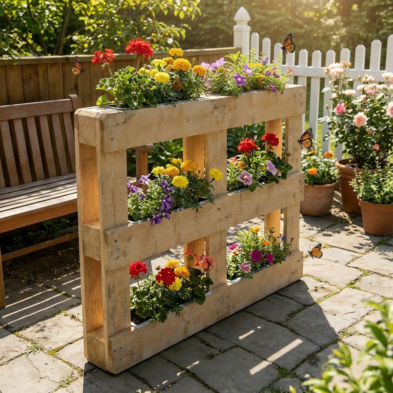 shop'n smile ideoon Blumenkasten Premium Pflanzkasten für Europaletten aus verzinktem Metall (6 St., 1-er, 2-er, 4-er, 6-er, 8-er Set), 3 Ablauflöchern, Blumenkasten für Palettenmöbel