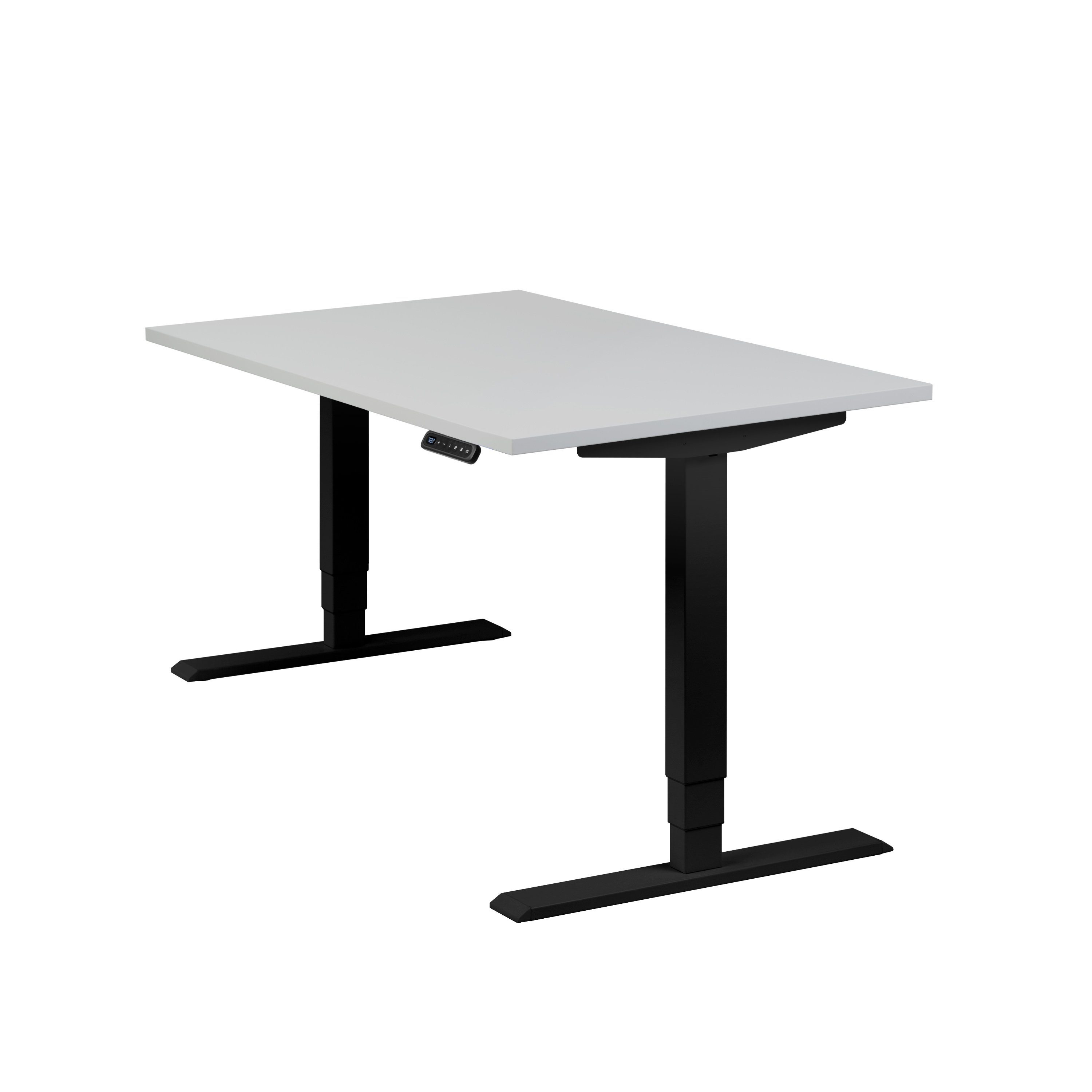 Lichtgrau x boho 120 | 80 Tischplatte Schreibtisch Schwarz office® cm (RAL9005) Schwarz (Melamin) Homedesk, höhenverstellbar, elektrisch Lichtgrau