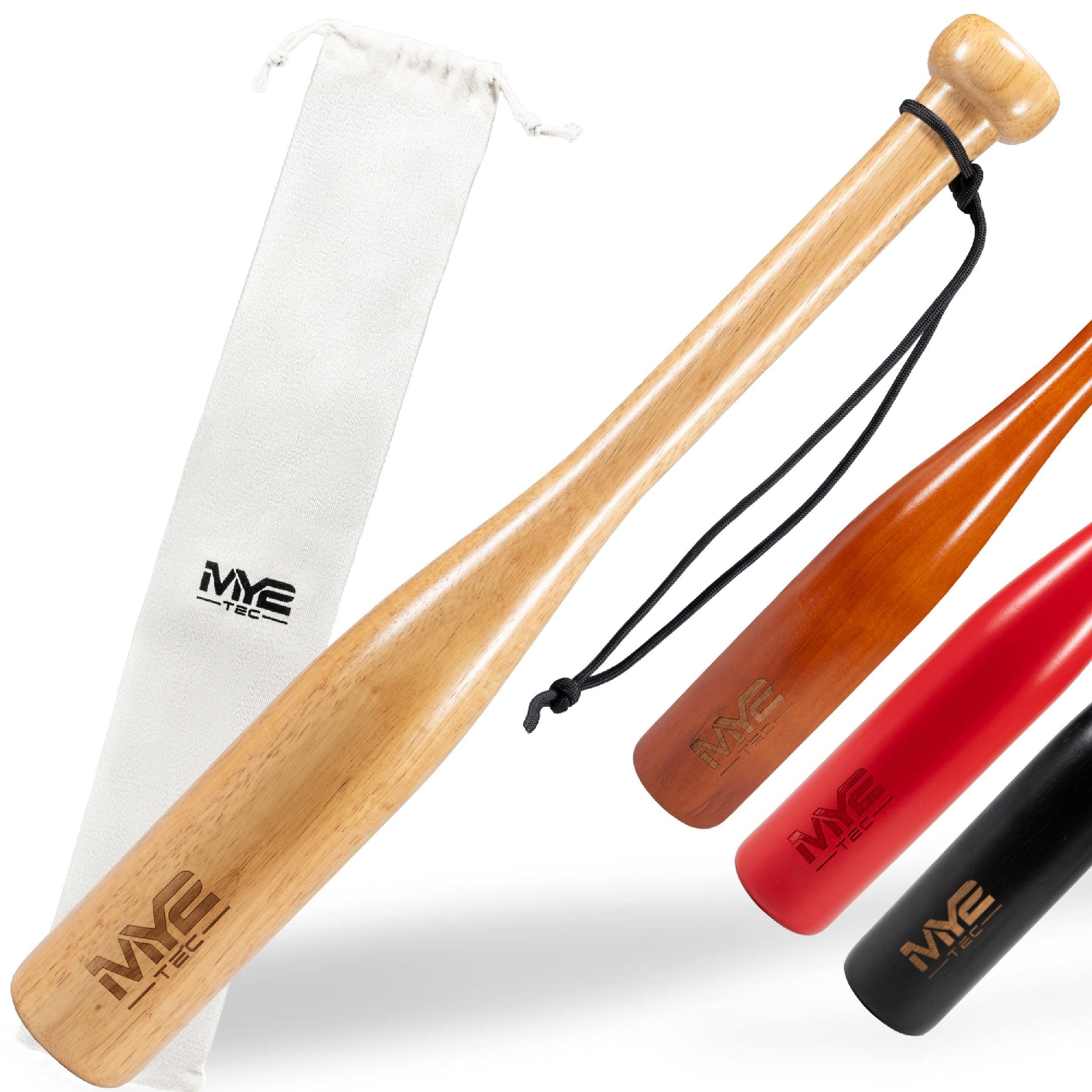 Oramics Baseballschläger Massivholz Baseball-Schläger Knüppel Bat 18" 48cm mit Schlaufe Tasche, massives Holz, (Natur Holzfarbe Self Defense Baseball Bat mit Tasche, 18 Zoll 48cm Outdoor Baseball Schläger mit Schlaufe), massive Ausführung, ausbalanciertes Gewicht, ergonomischer Griff