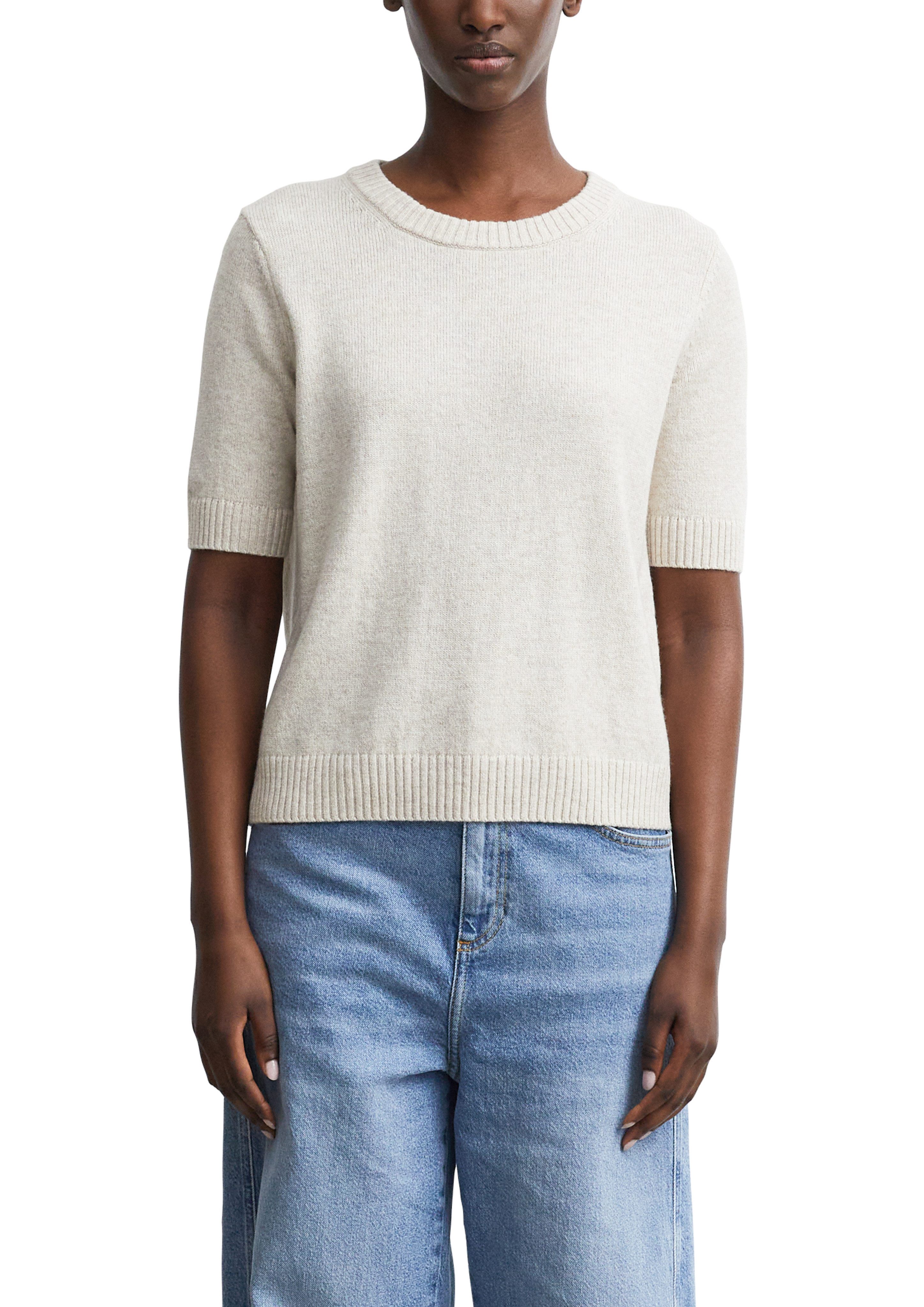 comma Strickpullover Sommer-Wollpullover mit Kurzarm