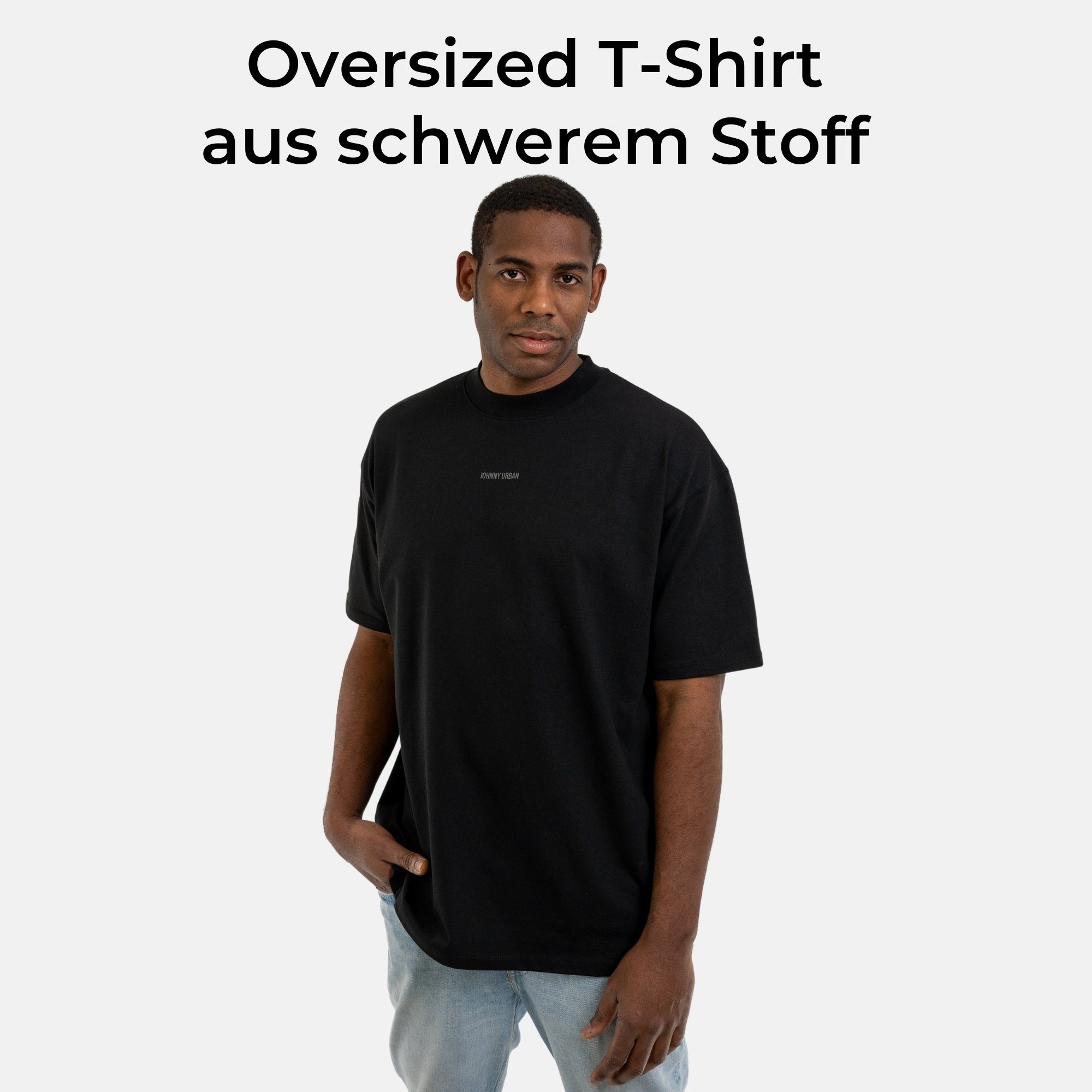 T-Shirt Sammy schwarz Oversize - Urban Johnny mit T-Shirt Rundhalsausschnitt print logo Tshirt