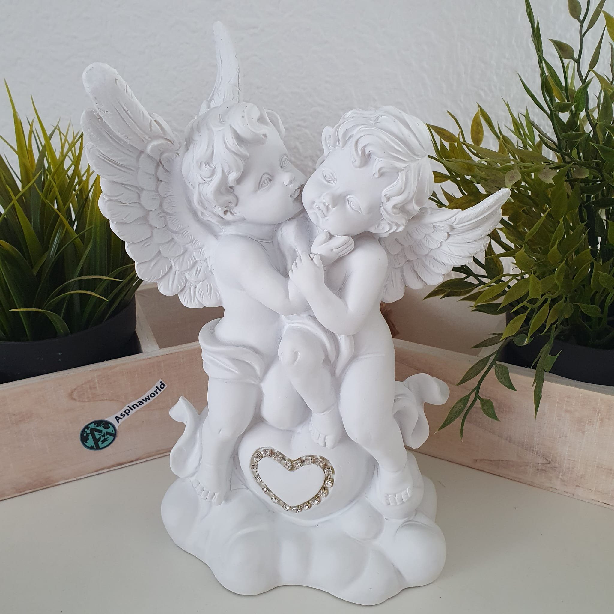 Aspinaworld Dekofigur Engelpaar mit Glitzerherz 24 cm