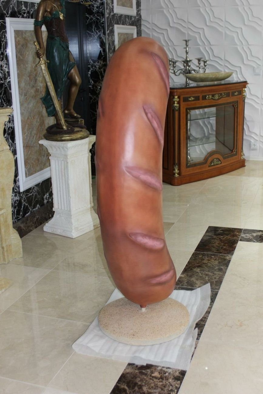 JVmoebel Dekofigur Würstchen Laden 190cm Aufsteller Bude St) (1 Metzger Wurst Skulptur Sofort