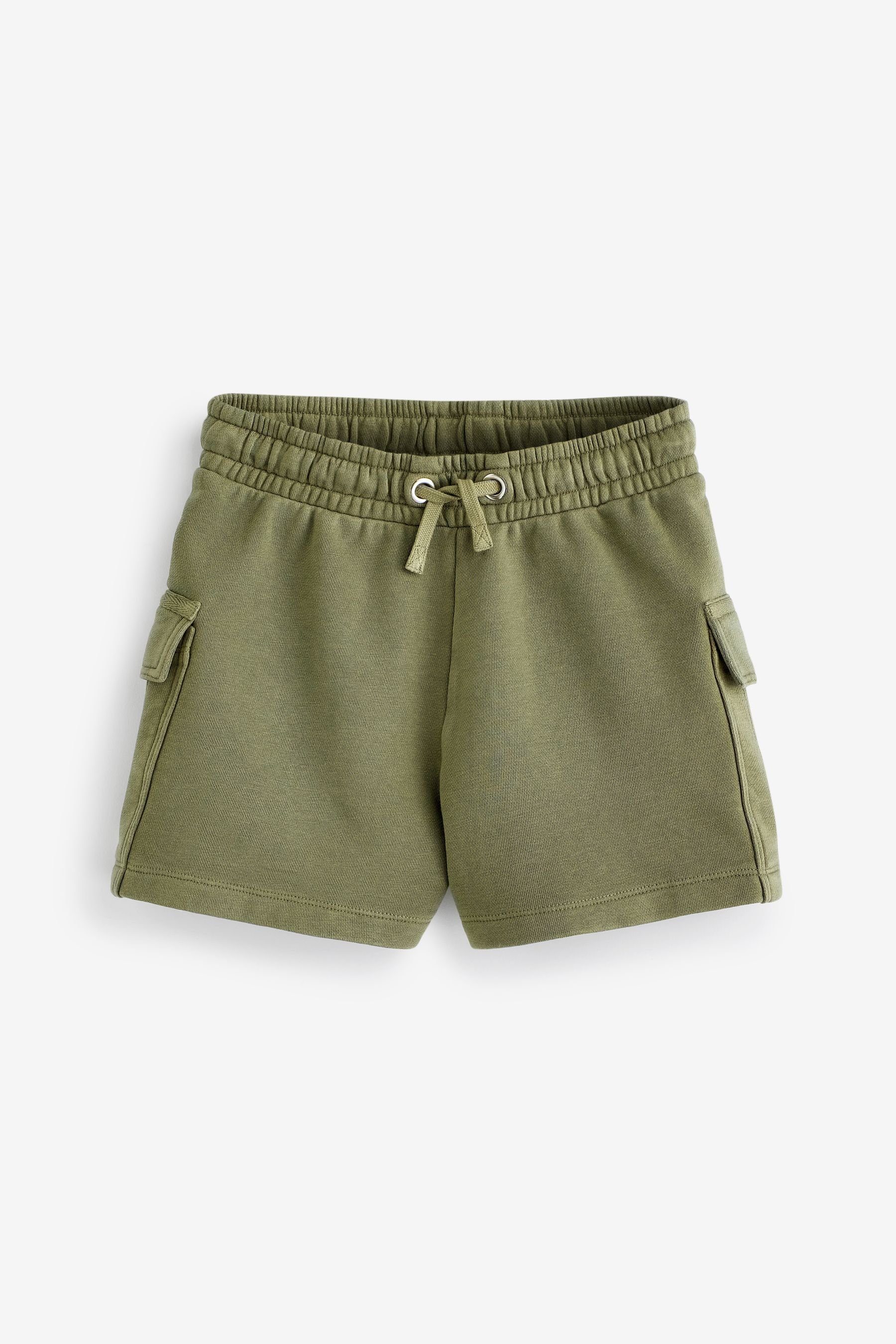 Bekannte Marke Next Cargoshorts Cargo-Shorts mit aus Jersey (1-tlg) Green Utility-Design Washed Khaki