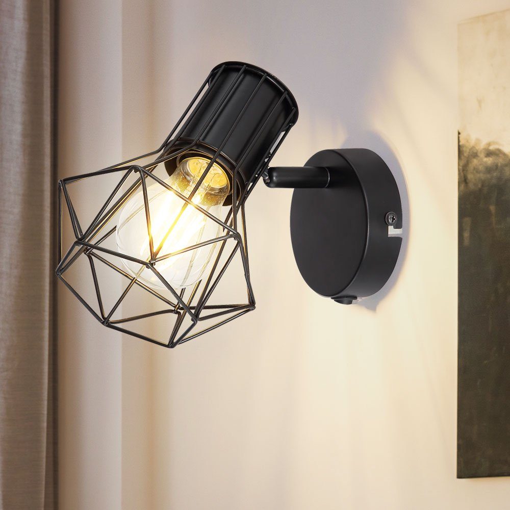GLOBO LIGHTING Wandleuchte, Leuchtmittel nicht inklusive, Wand Spot Lampe Käfig Spot Wohn Zimmer Leuchte Strahler verstellbar