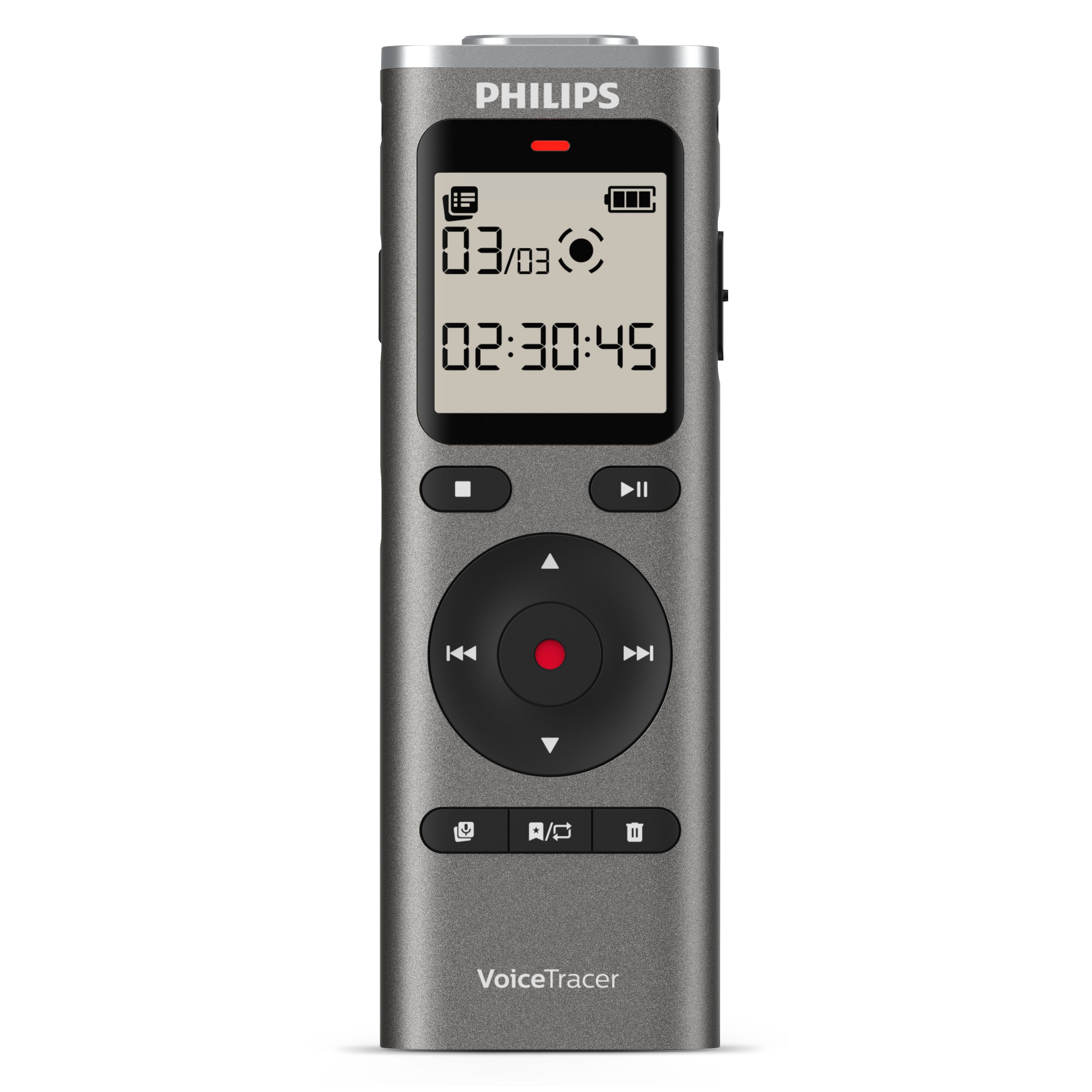 Philips DVT1170 VoiceTracer Audio-Recorder Digitales Diktiergerät (360°-Mikrofon, PCM-Format (WAV), One-Touch-Aufnahme, 8 GB)