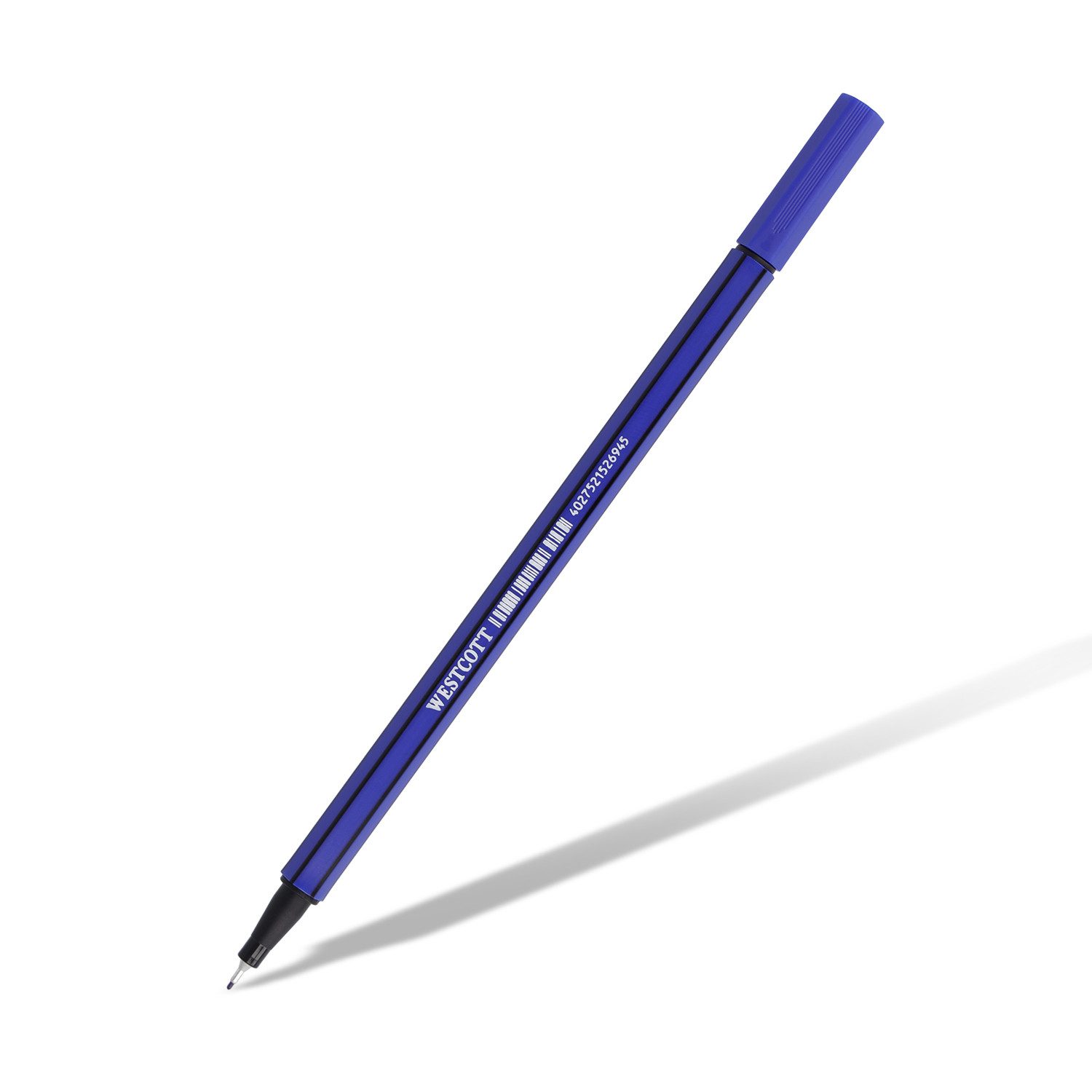 WESTCOTT Fineliner blau 10 Stück, Premium Fineliner mit 0,4mm Strichstärke, (Vorteilspack, 10-tlg), Präzise Strichführung, metalleingefasste Spitze, schnelltrocknend