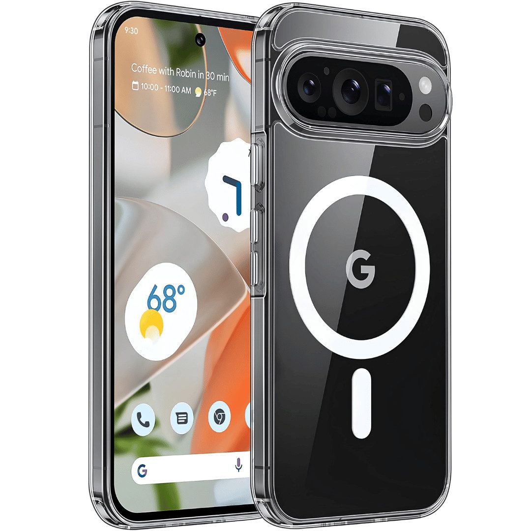 SmartUP Smartphone-Hülle für Google Pixel 9 Pro MagSafe Silikon Case Ultra Slim Transparent 6,3, MagSafe-Technologie, präzise Aussparungen