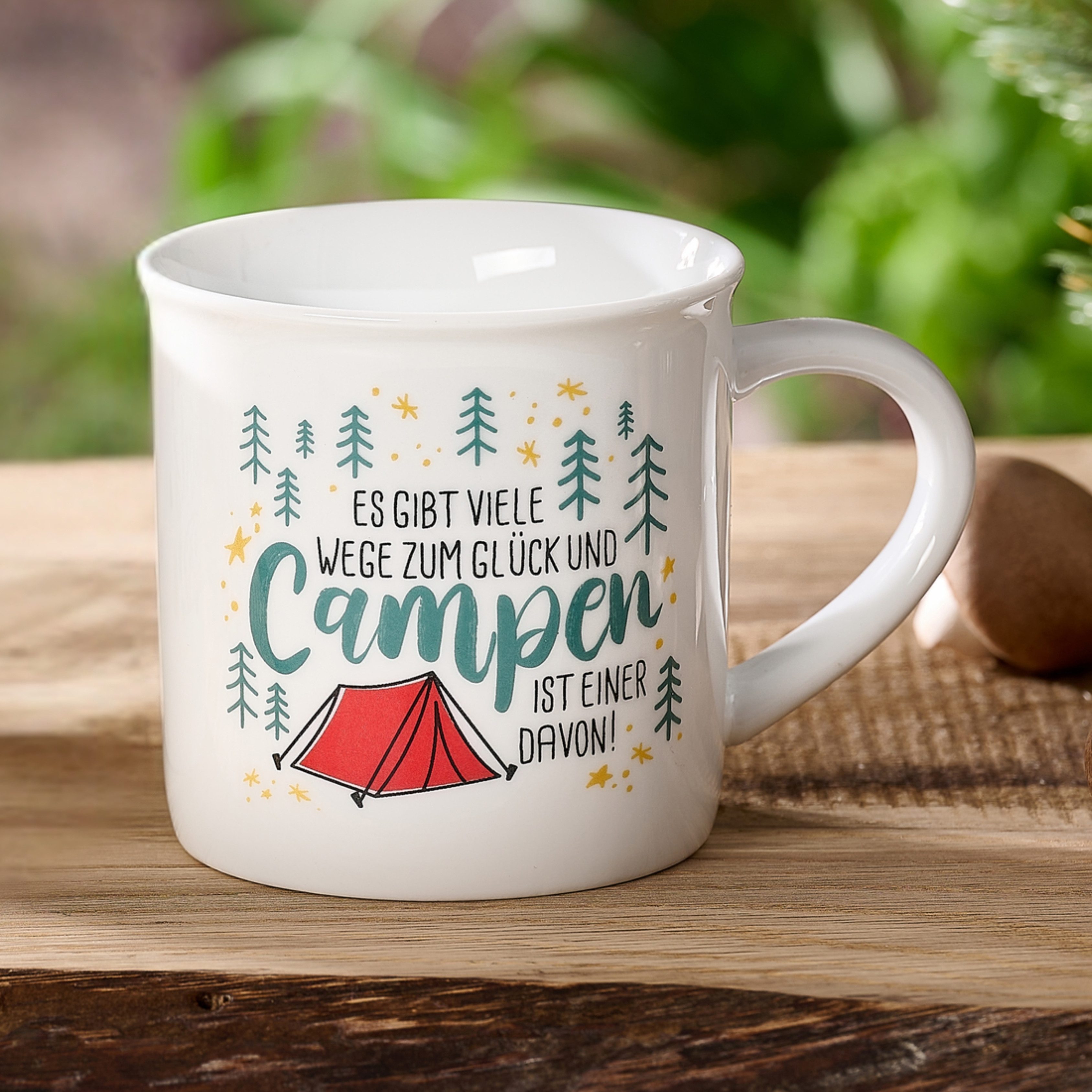 Ritzenhoff & Breker Becher Camping, 1-tlg., Porzellan, "Es gibt viele Wege zum Glück..." - in Geschenkbanderole