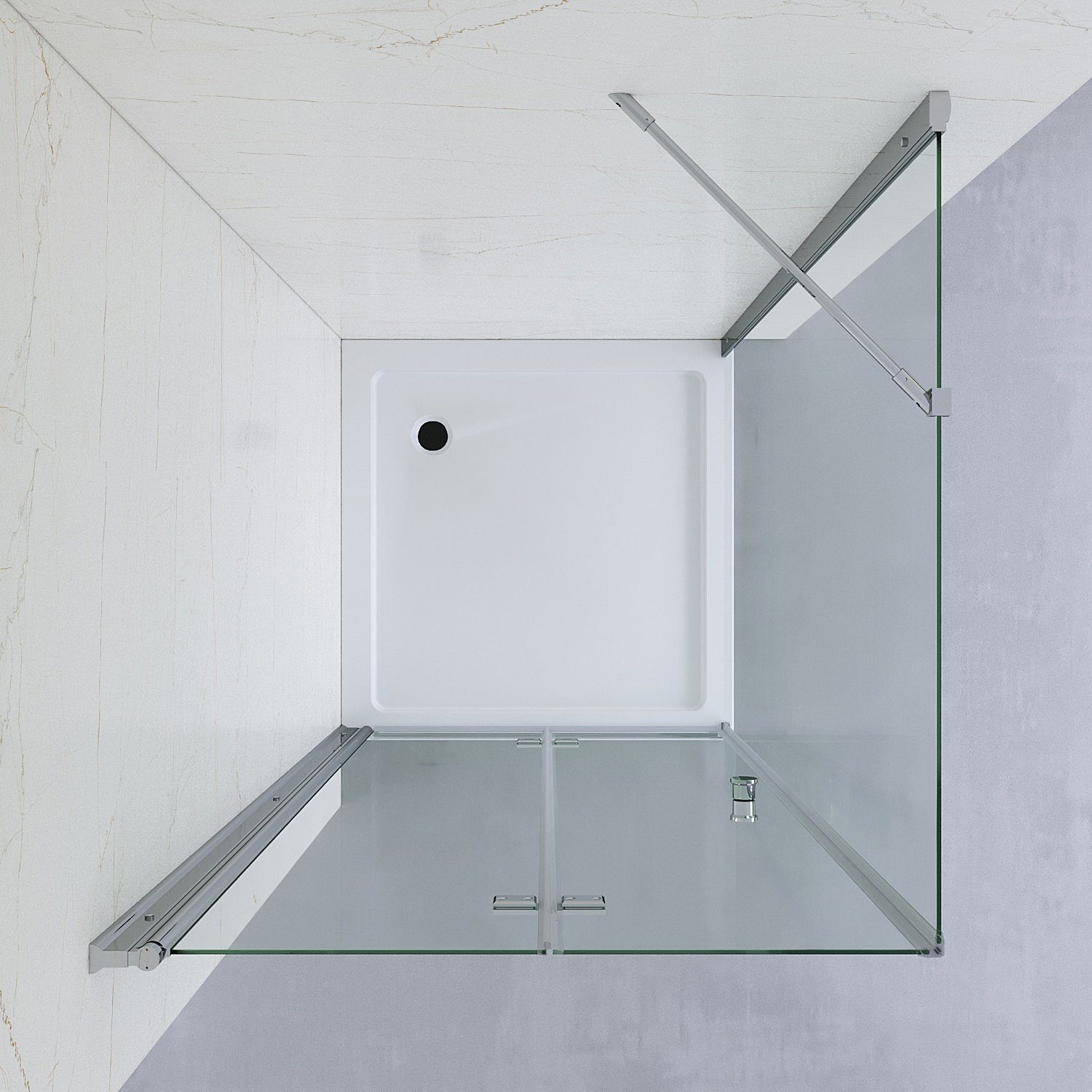 AQUABATOS Eckdusche Duschkabine Eckeinstieg rahmenlos mit Falttür Drehfalttür Dusche, BxT: 70x70 cm, Einscheiben-Sicherheitsglas (ESG) 5 mm, Hebe-Senk-Funktion, – Bild 5 von 5