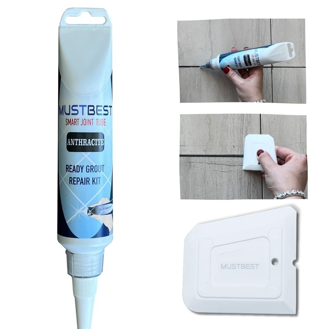 MustBest 250 ml, Schnell Fugenfueller Anthrazit Fliesenfugenreparatur trocknend