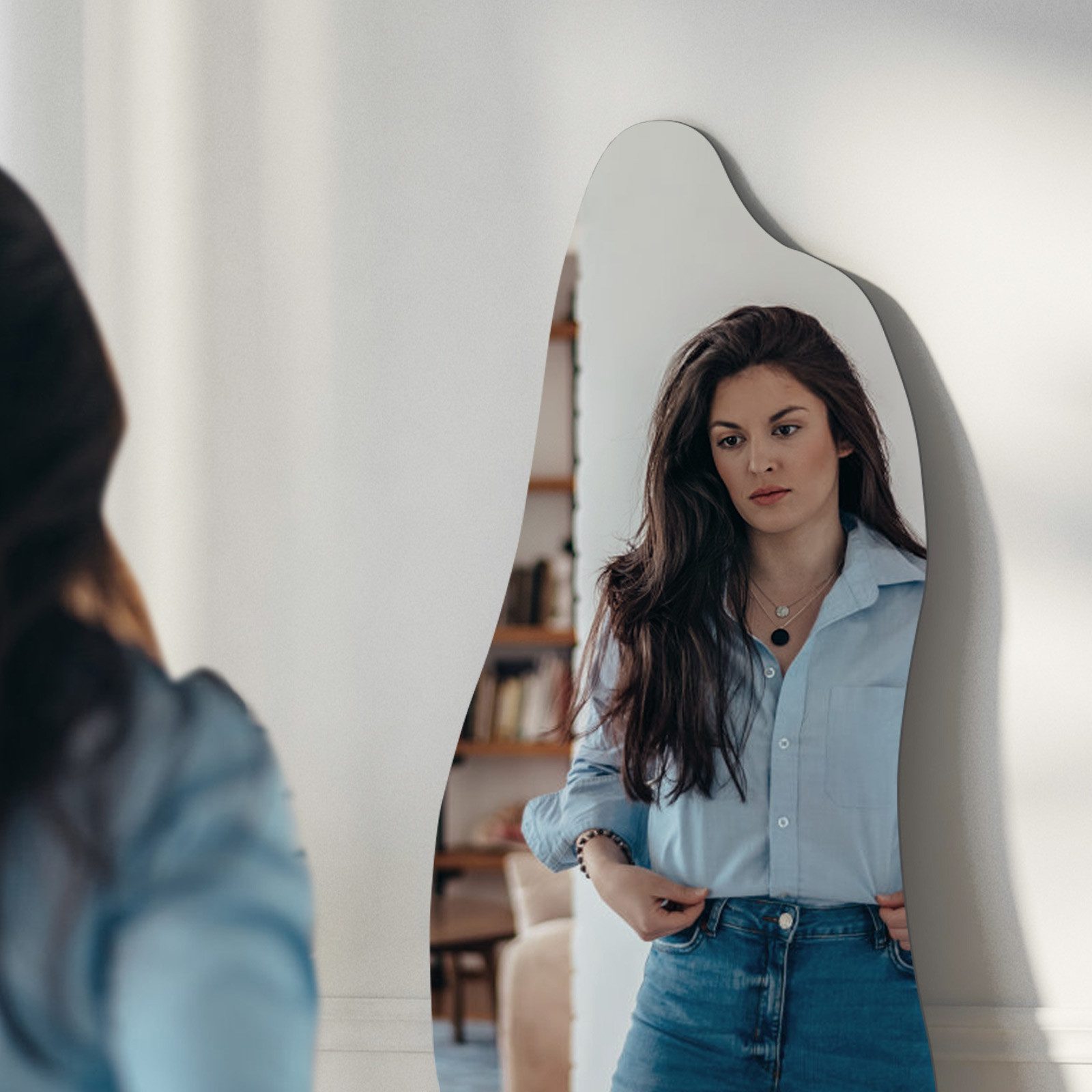 Boromal Spiegel groß Wandspiegel Asymmetrisch für Wohnzimmer Schlafzimmer F günstig online kaufen