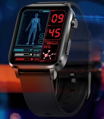 HIYORI Multifunktionale Smartwatch mit Lasertherapie und Voll-Touchscreen Smartwatch, Überwachung von Körpertemperatur, Blutdruck, und mehr