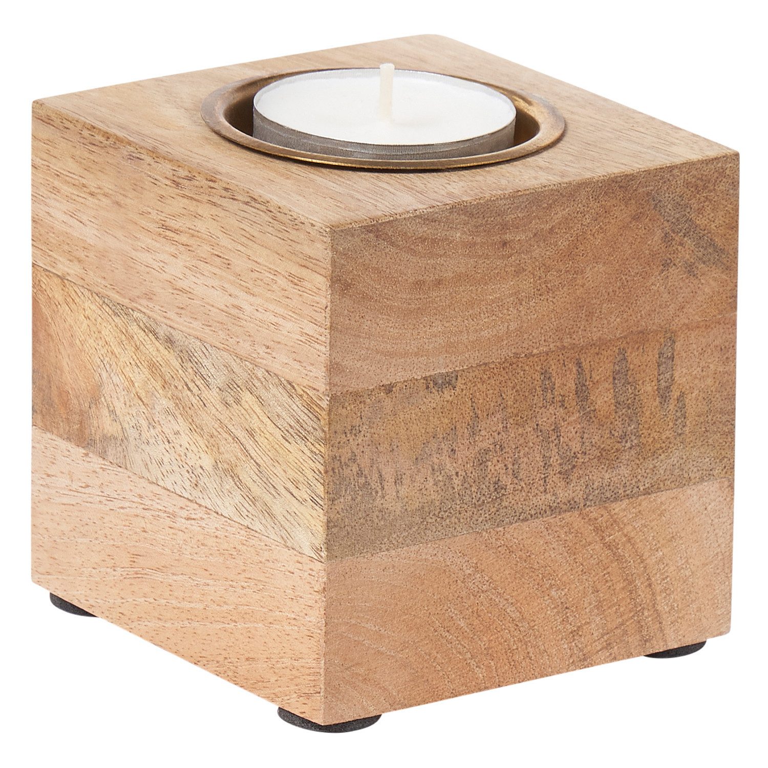 Marrakesch Orient & Mediterran Interior Teelichthalter 4er Set Skandinavischer Teelichthalter Massivo Natur aus Holz 7,5 cm (4 St), Handarbeit