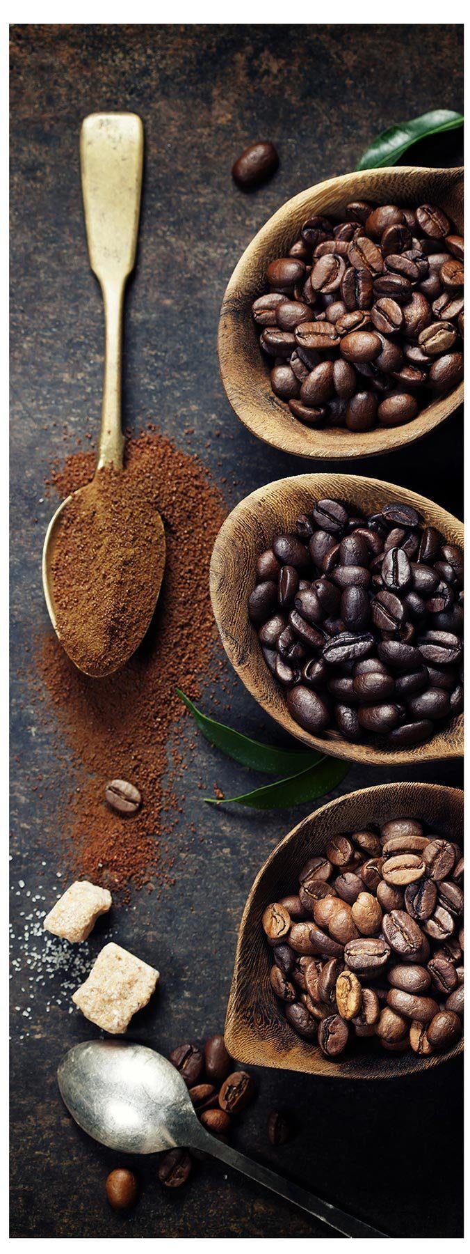 Levandeo® Wandbild, Wandbild 30x80cm Leinwand Kaffee günstig online kaufen