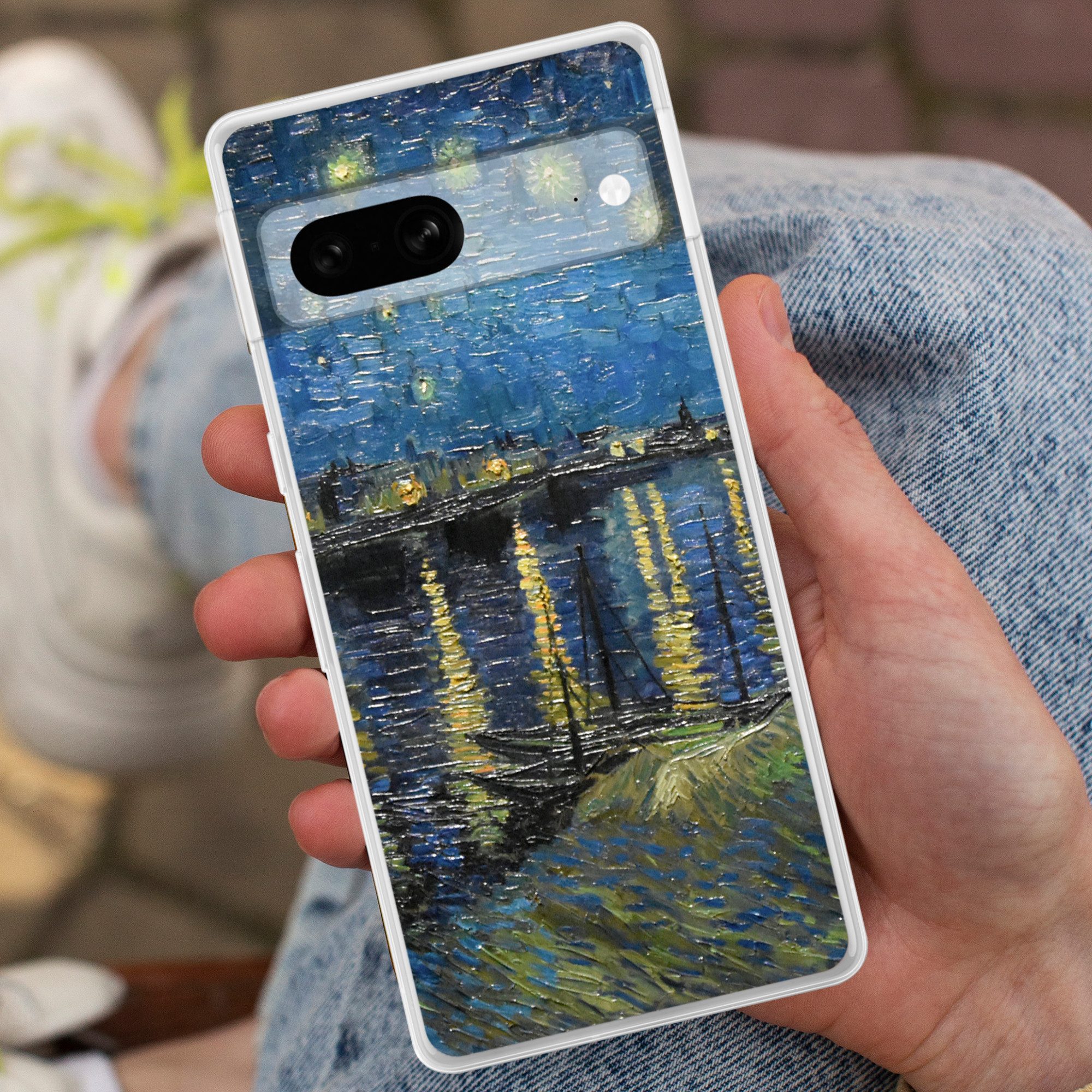 MuchoWow Handyhülle für Google Pixel 7 Sternennacht über der Rhone - Van Gogh - Kunst, Phone Case, Silikon, Schutzhülle Dünn