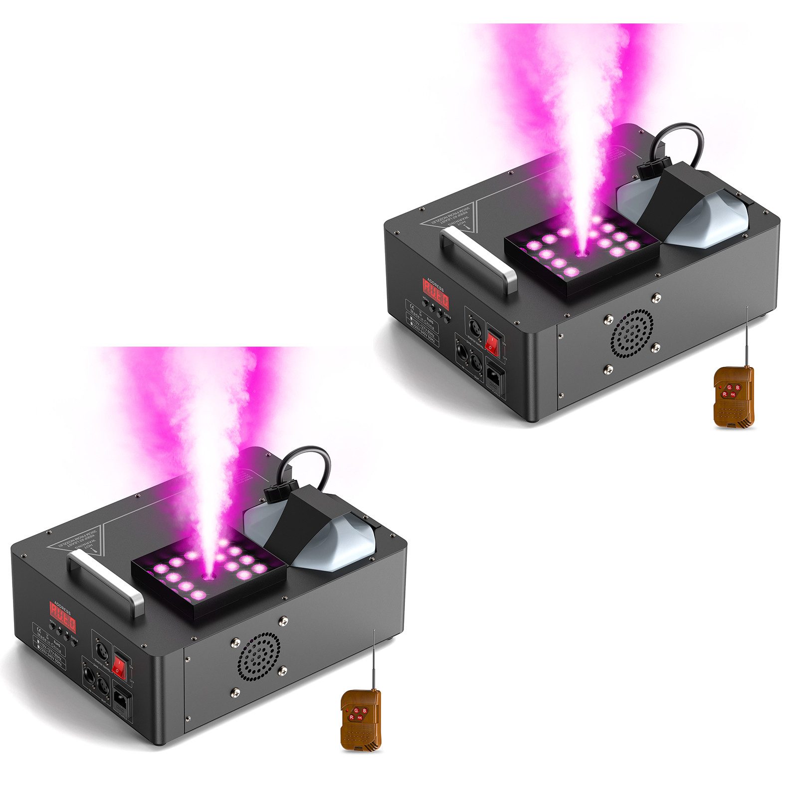 ZonQoonz Discolicht 1800-W-Nebelmaschine mit 24 RGB-LED-Leuchten und Fernbedienung