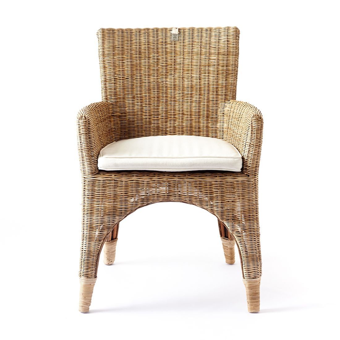 Rivièra Maison Esszimmerstuhl Rivièra Maison The Hamptons Dining Armchair Rattan mit Sitzkissen