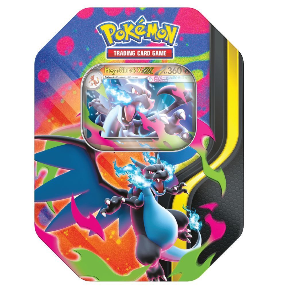 POKÉMON Sammelkarte Tin Box Mega-Glurak X Pokemon Sammel-Karten Kollektion deutsch