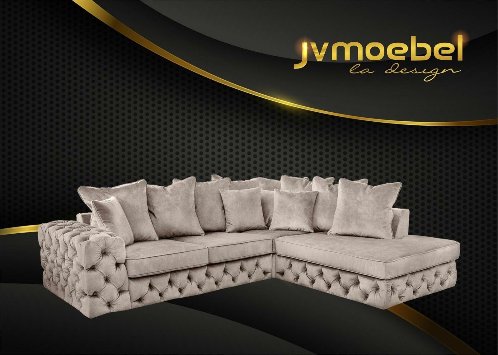 Beige Textil Ecksofa JVmoebel Chesterfield Garnitur Sofa L-Form Couch Ecksofa, Polster