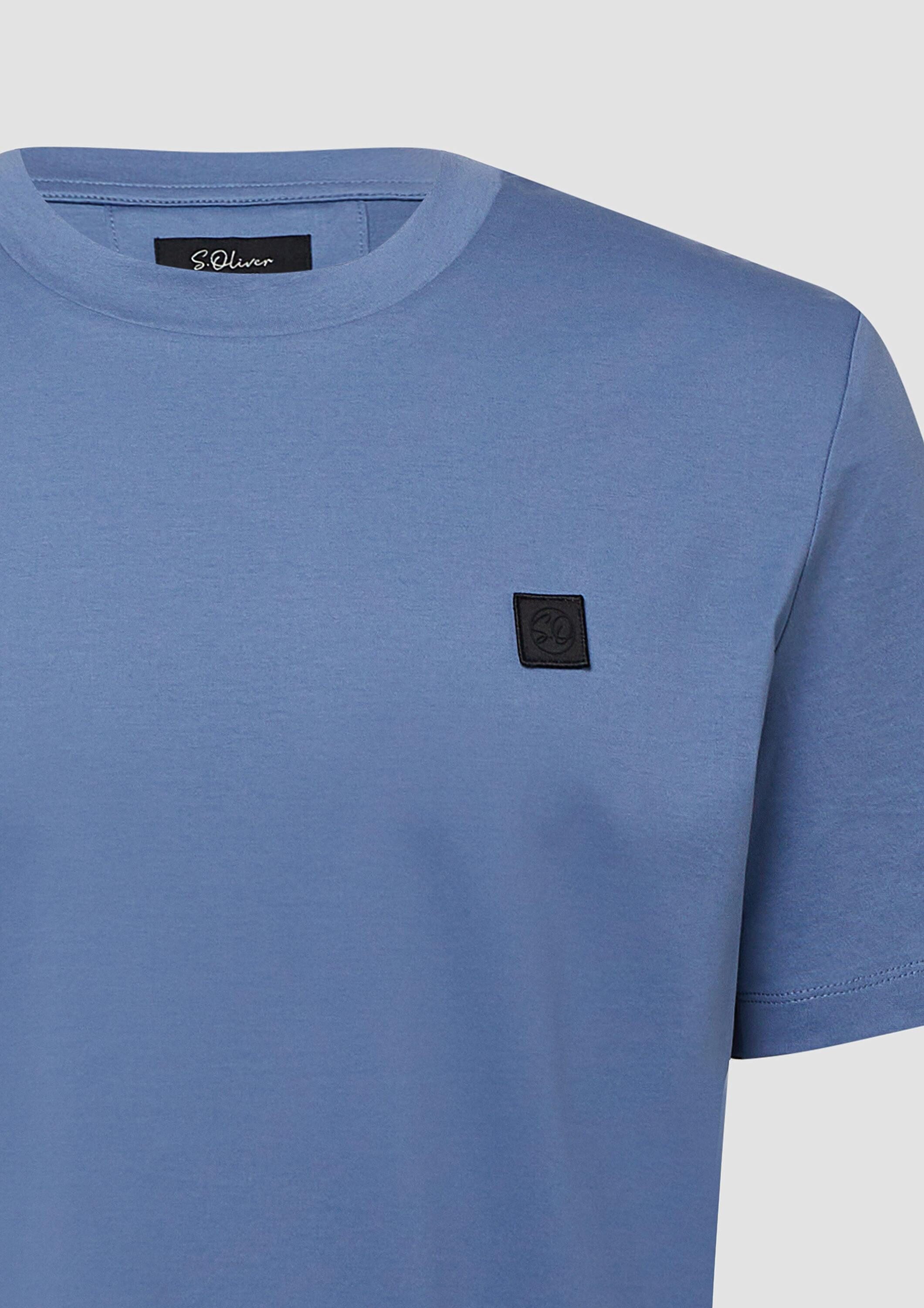 s.Oliver Kurzarmshirt T-Shirt T-Shirt aus merzerisierter Baumwolle mit Logo-Detail