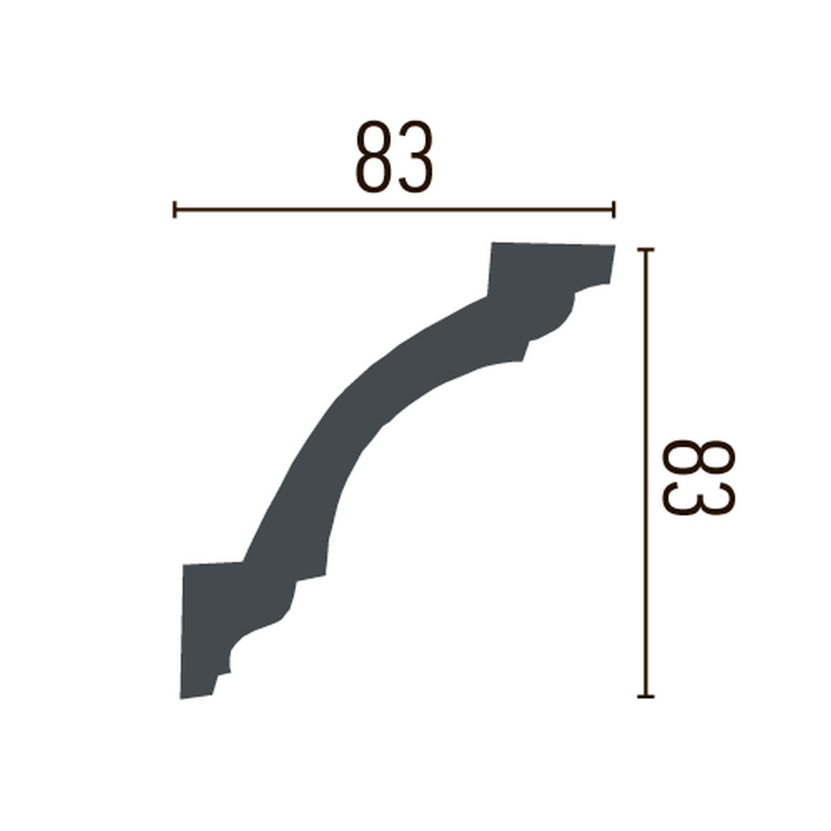 PROVISTON Stuckleiste Polyurethan, 83 x 83 x 2000 mm, Weiß, Deckenleiste, Kleben, Polyurethan, 1-St.