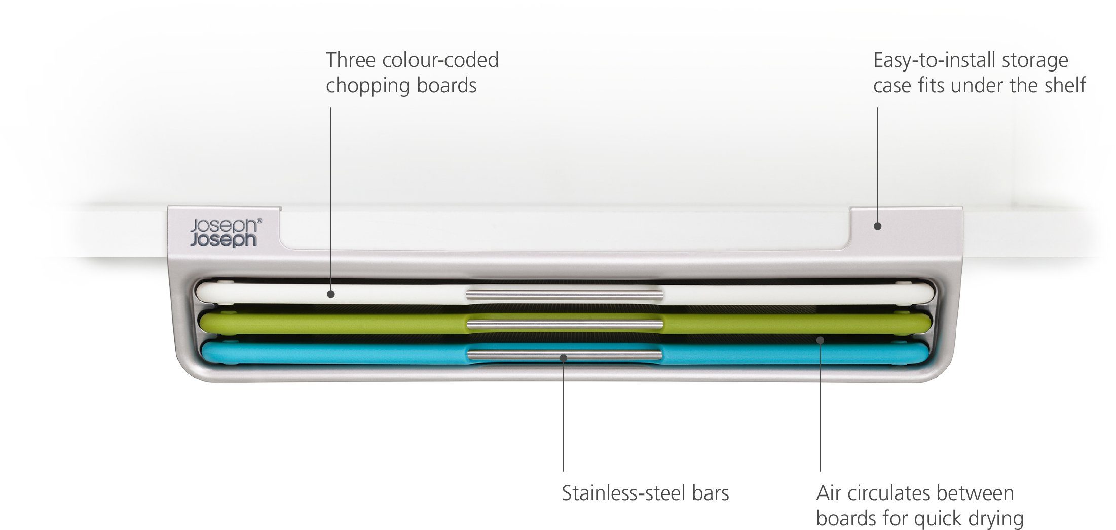 Joseph Joseph Schneidebrett Folio Slim 3-piece, Edelstahl, Kunststoff, (Set, 4-St)