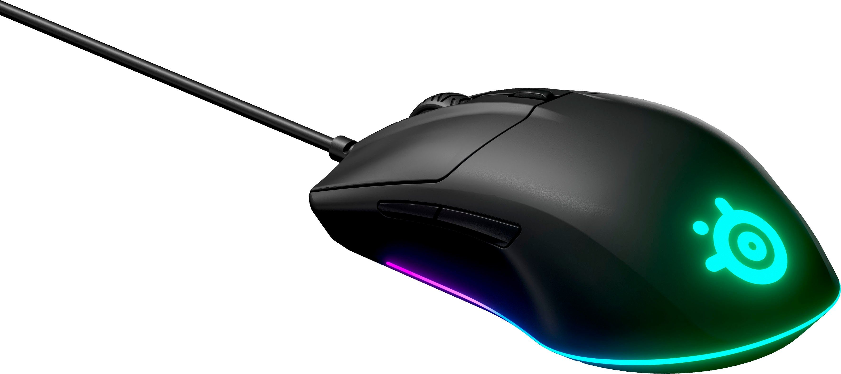 SteelSeries Rival 3 Gaming-Maus (kabelgebunden), programmierbare Makros und  RGB-Beleuchtung