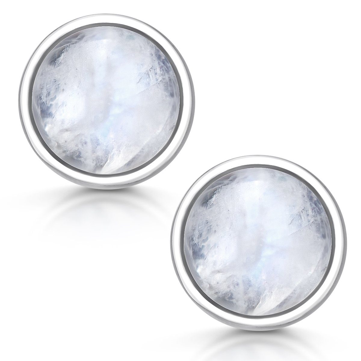 Materia Paar Ohrstecker Damen Mondstein Heilstein rund Ø7mm SO-86, Fassung günstig online kaufen