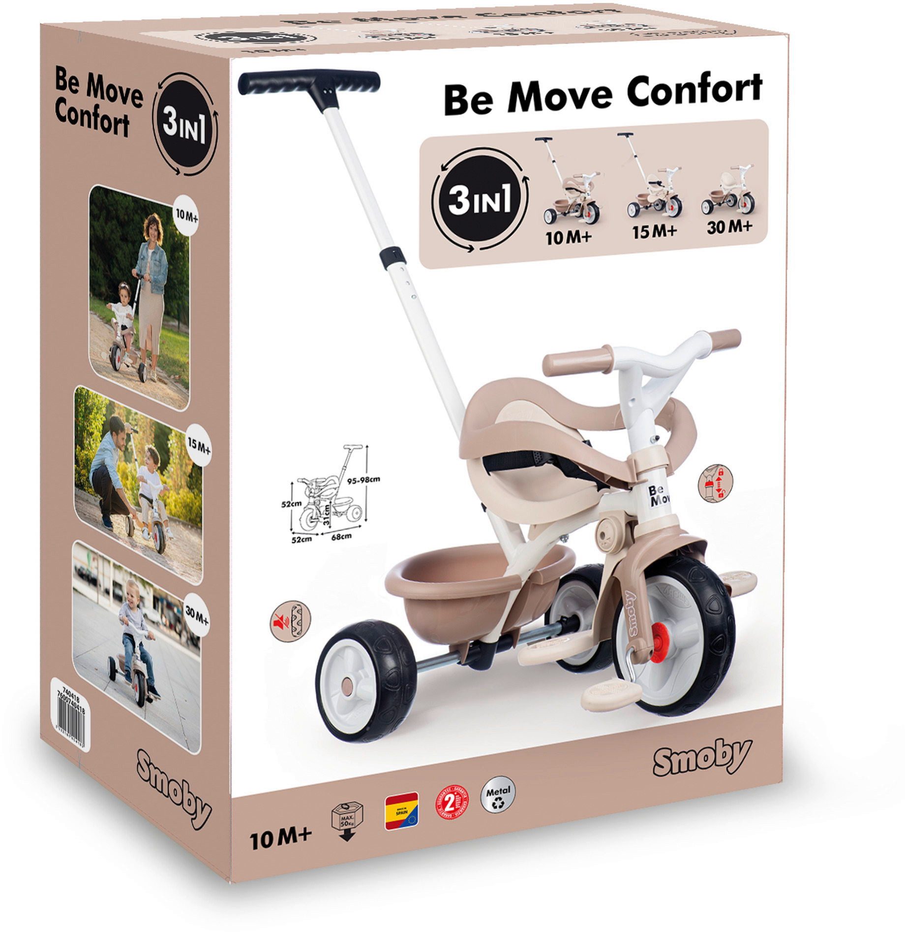 Smoby Dreirad Outdoor Spielzeug Fahrzeug Dreirad Be Move Komfort beige 7600740418