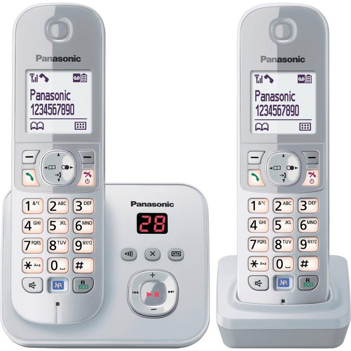 Panasonic KX-TG6822G Schnurloses DECT-Telefon (Mobilteile: 2 mit Anrufbeantworter Nachtmodis Freisprechen)